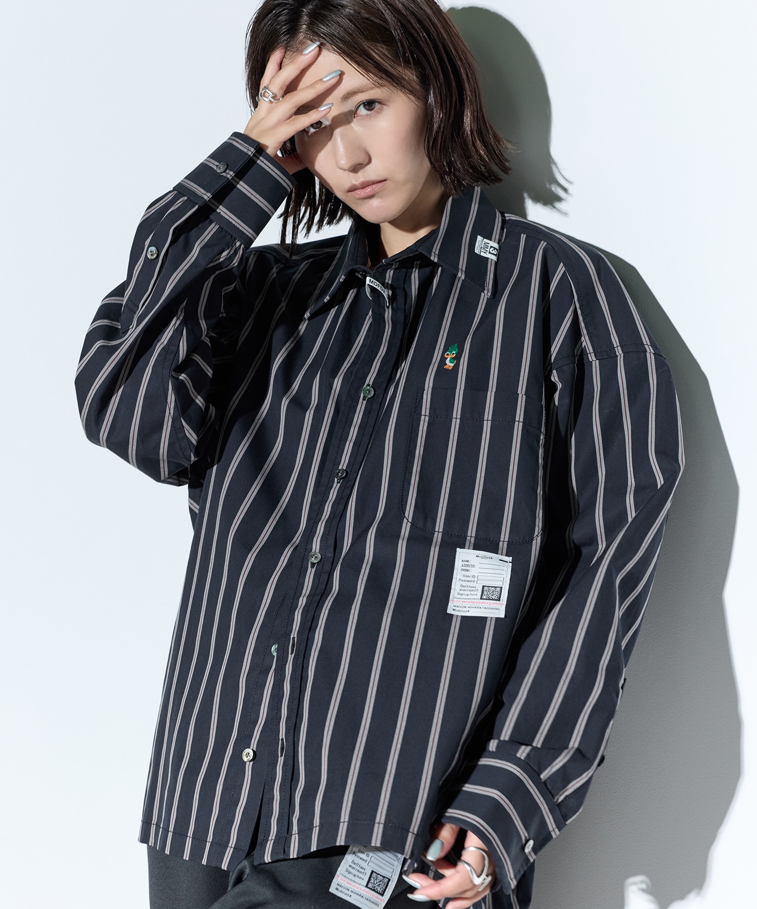 DUCK EMBROIDERY STRIPE SHIRTS Maison MIHARA YASUHIRO