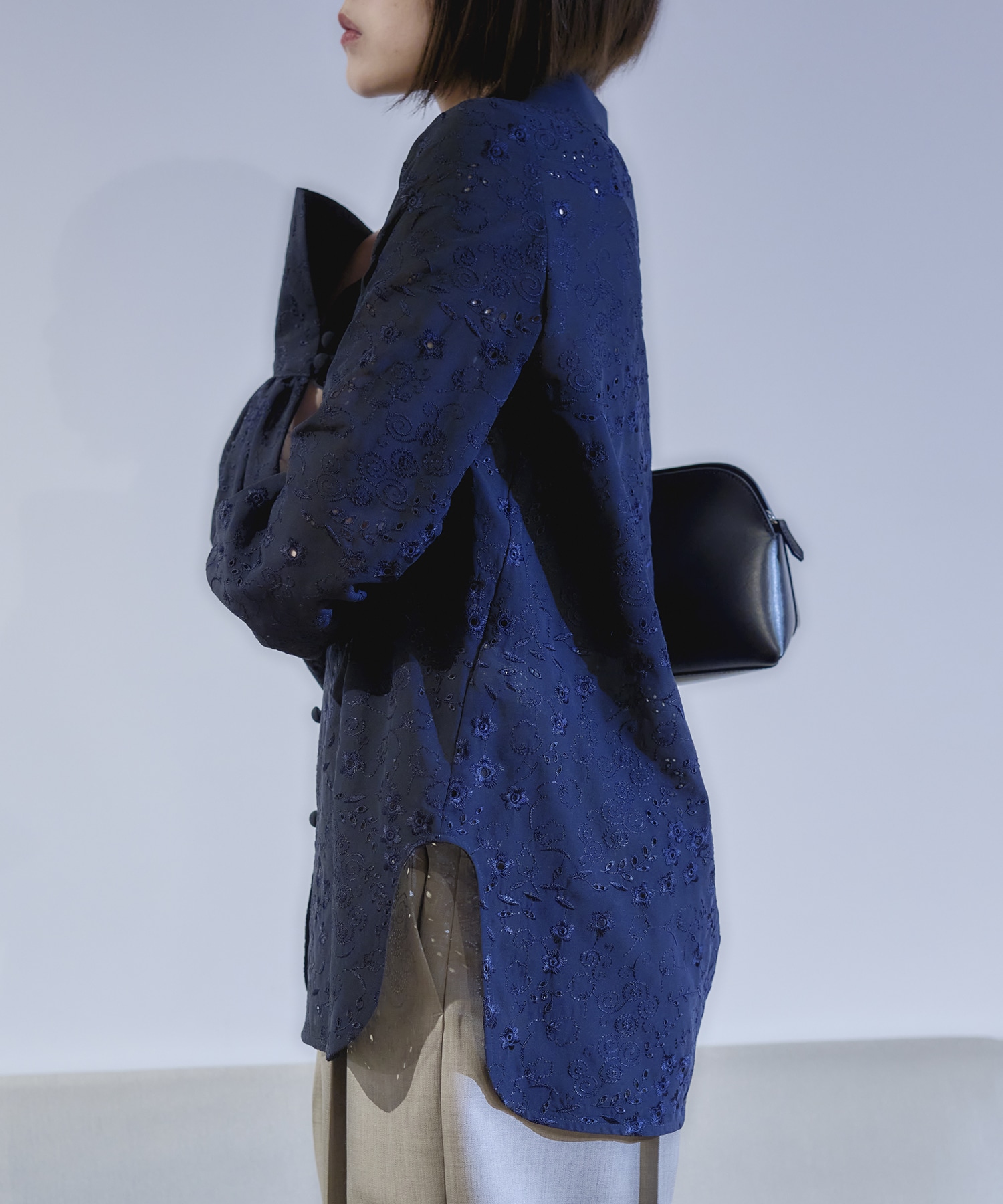 Triacetate Georgette Floral Embroidery Top Mame Kurogouchi