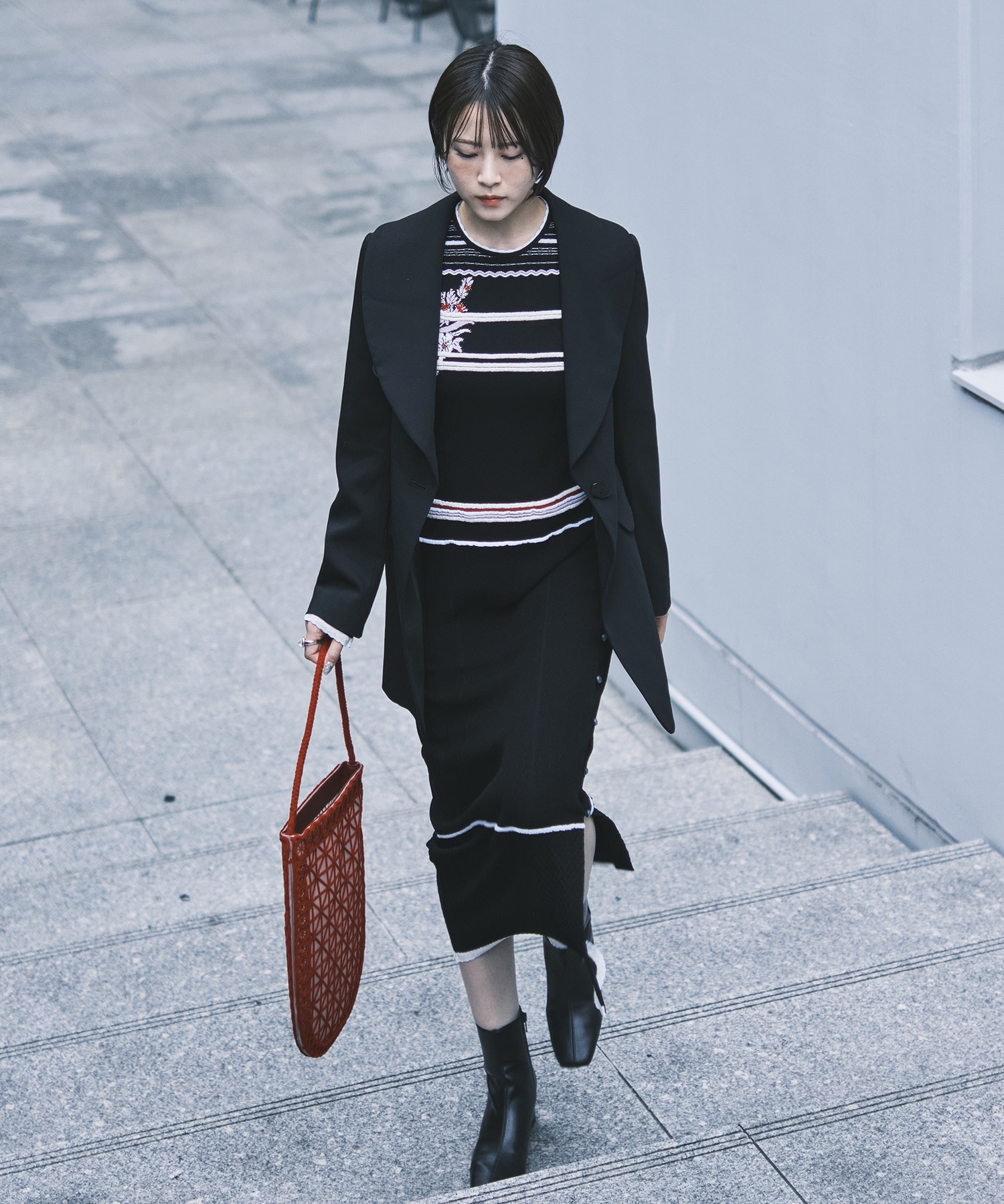 Floral Motif Intarsia Knitted Dress Mame Kurogouchi