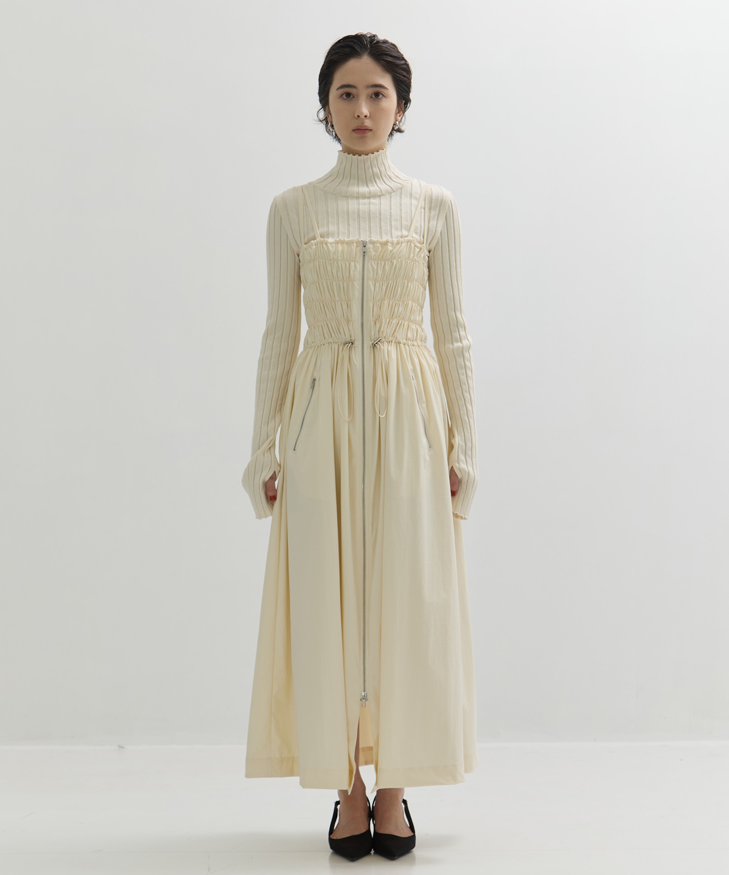 SHIRRING ZIP CAMISOLE DRESS STUDIOUS