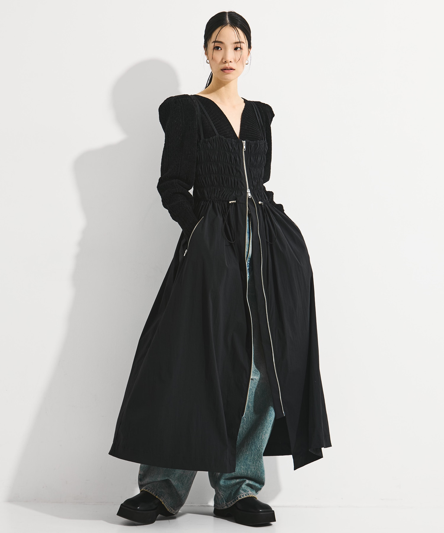 SHIRRING ZIP CAMISOLE DRESS STUDIOUS