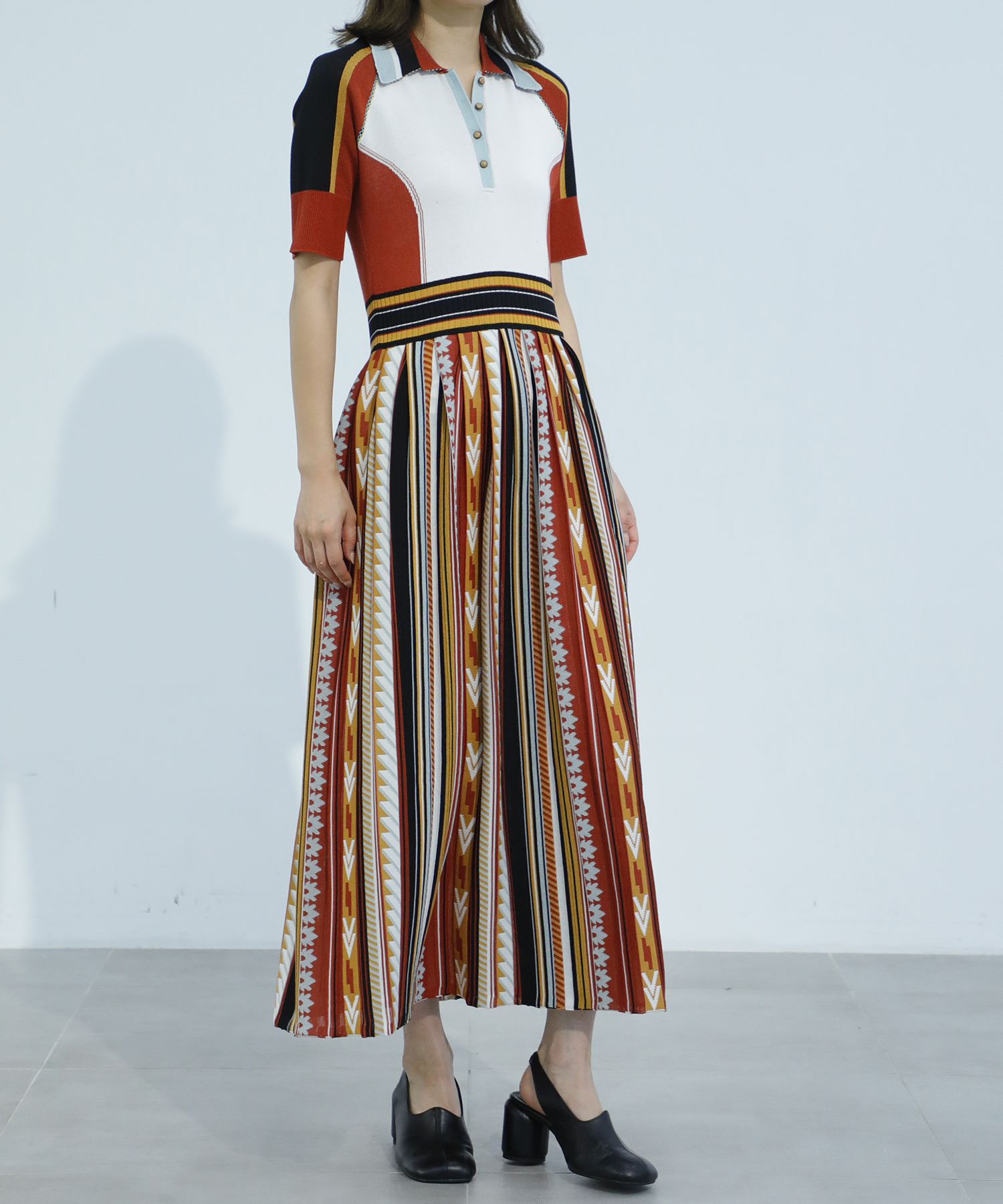 Geometric Pattern Knitted Dress Mame Kurogouchi