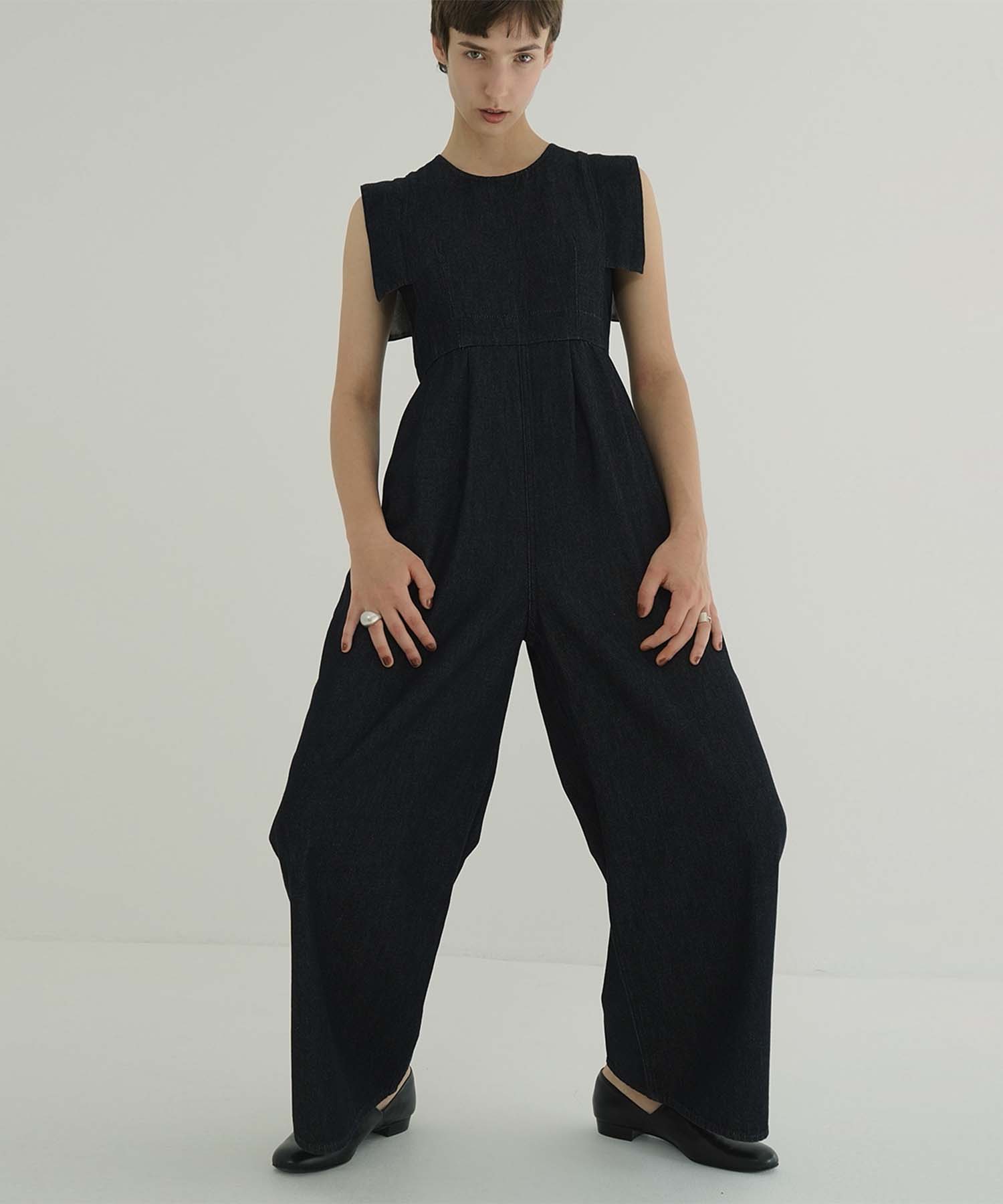 SQUARE SLEEVE DENIM ALL IN ONE CLANE