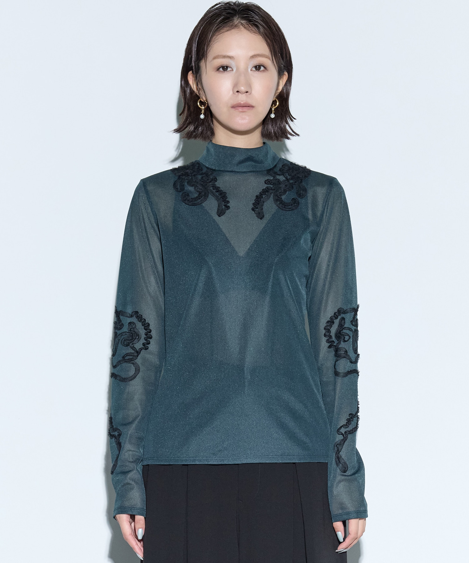 Moon road embroidered sheer top MURRAL