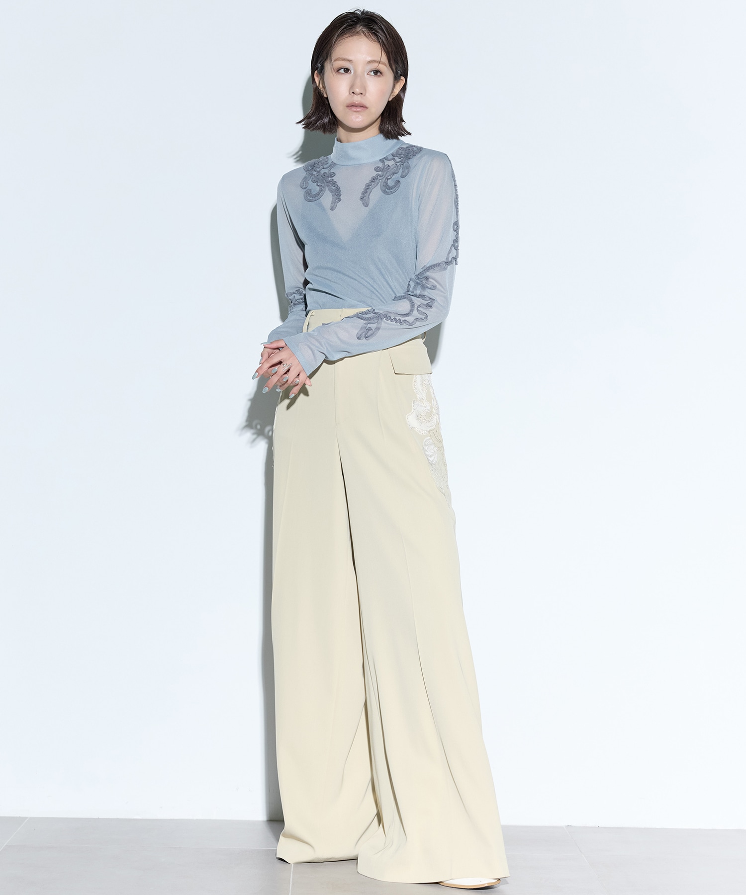 Moon road embroidered sheer top MURRAL