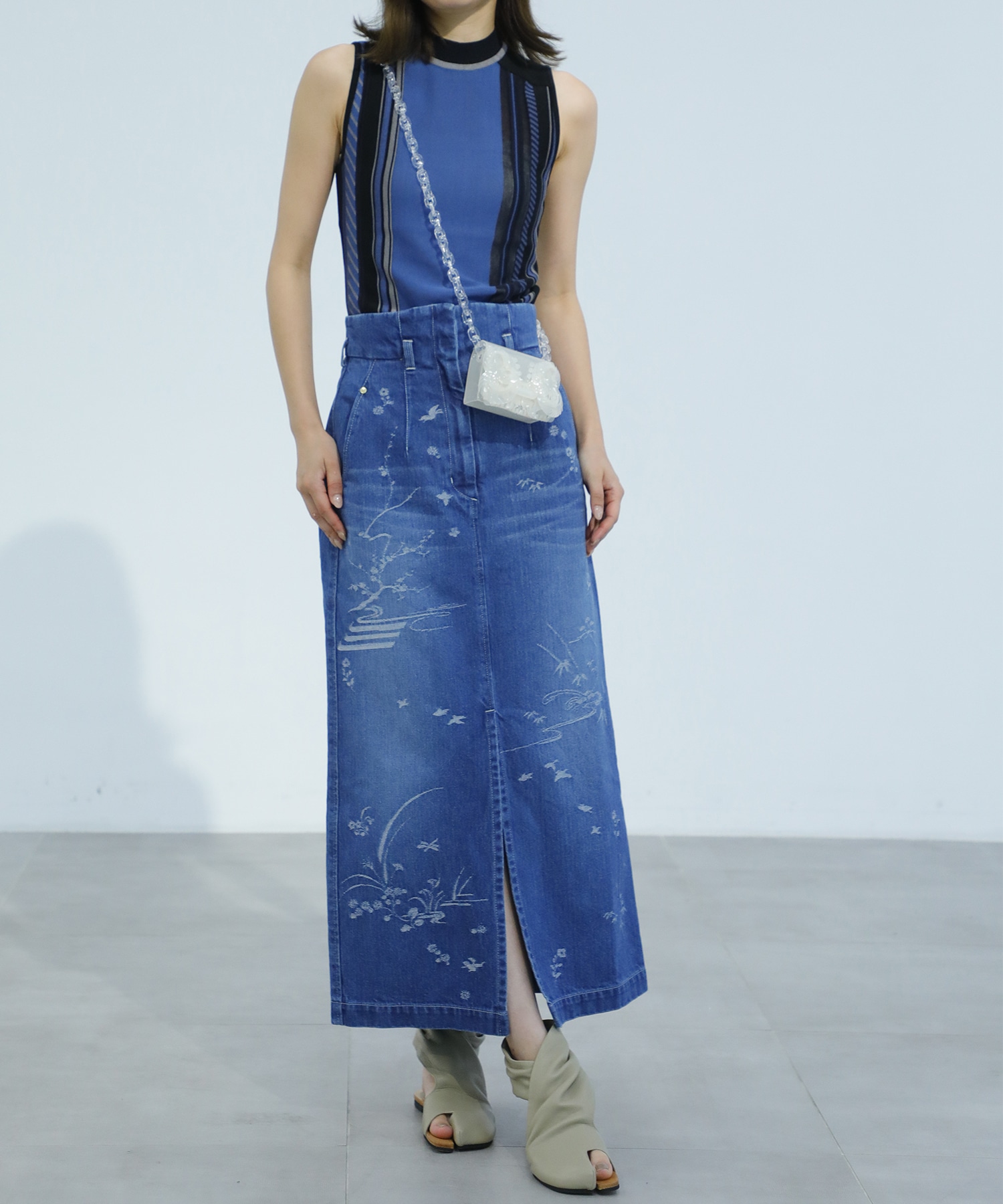 Geometric Pattern Knitted Sleeveless Top Mame Kurogouchi