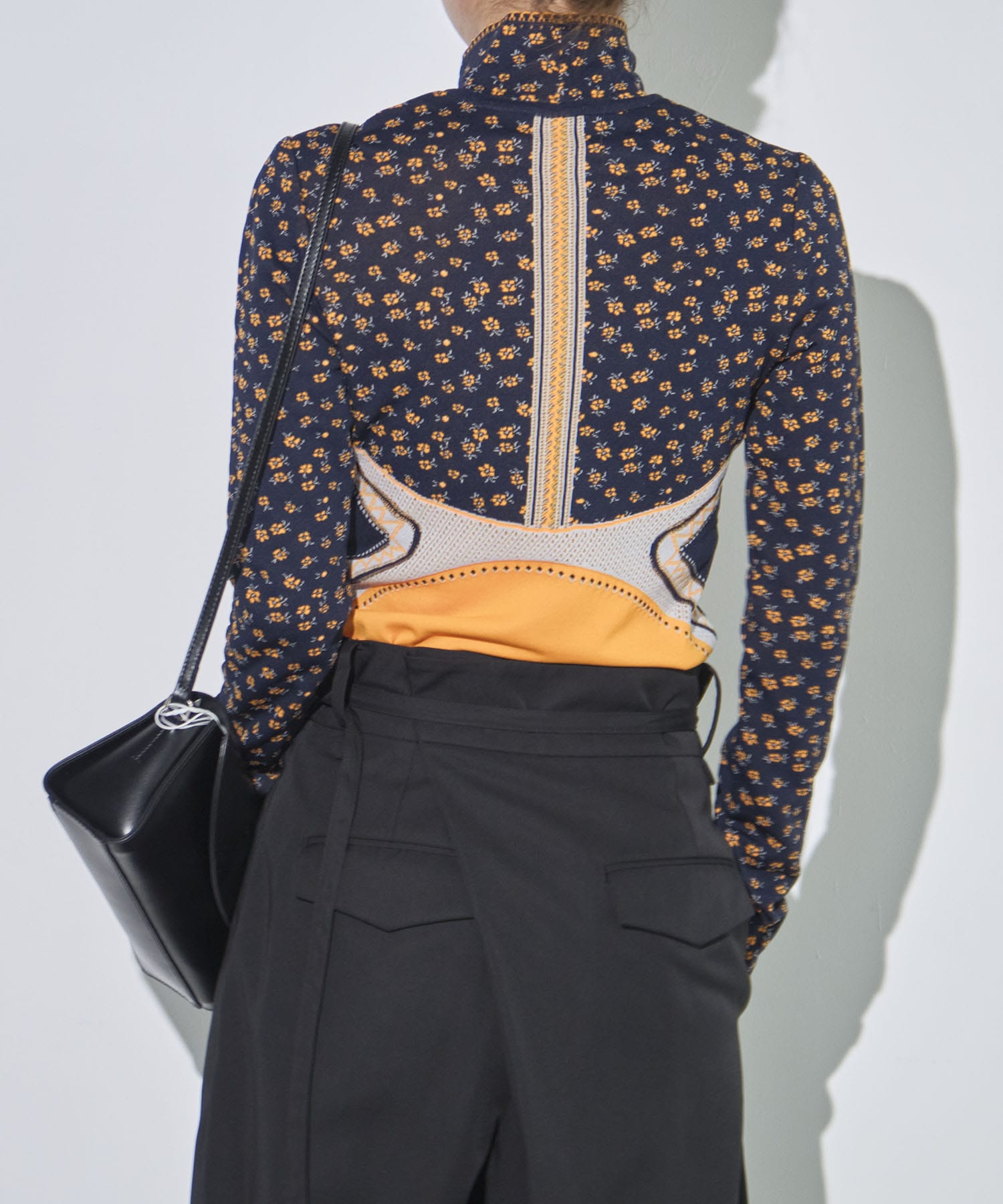 Floral Jacquard High Neck Knitted Top Mame Kurogouchi