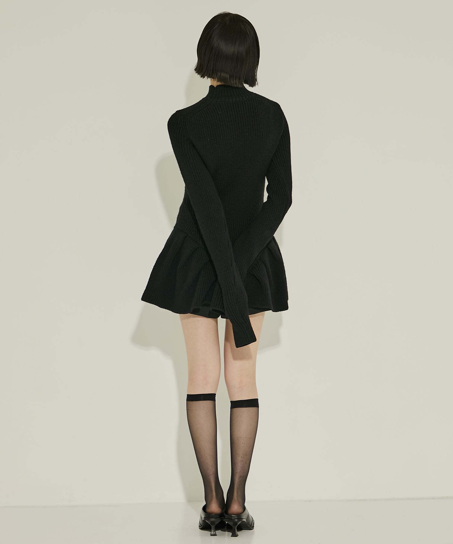 RIBED PEPLUM HI-NECK KNIT SWEATER JOHN LAWRENCE SULLIVAN