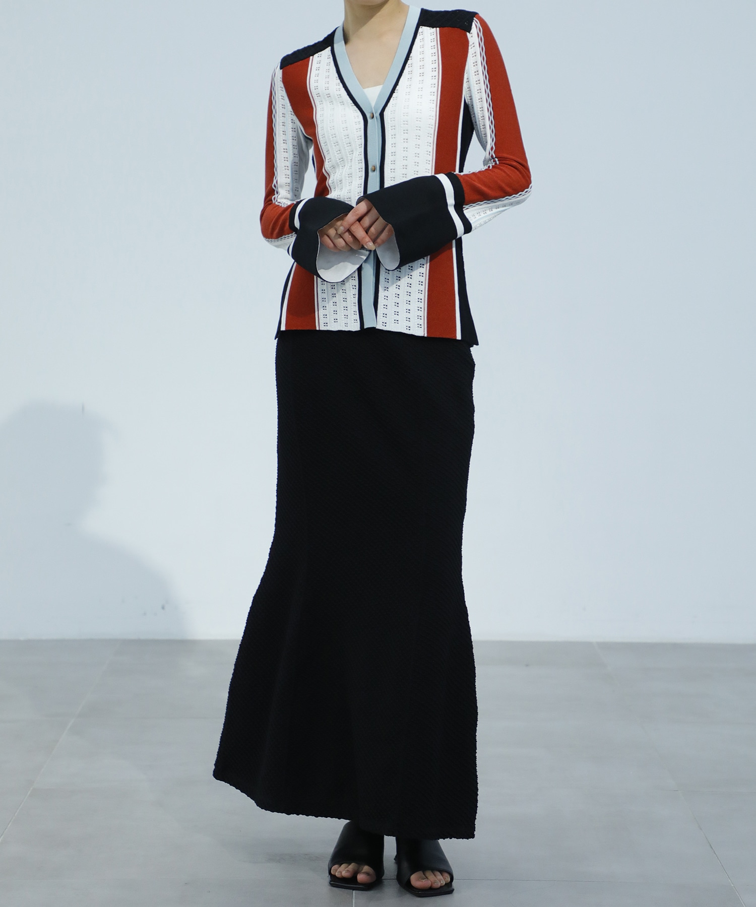 Geometric Pattern Knitted Cardigan Mame Kurogouchi