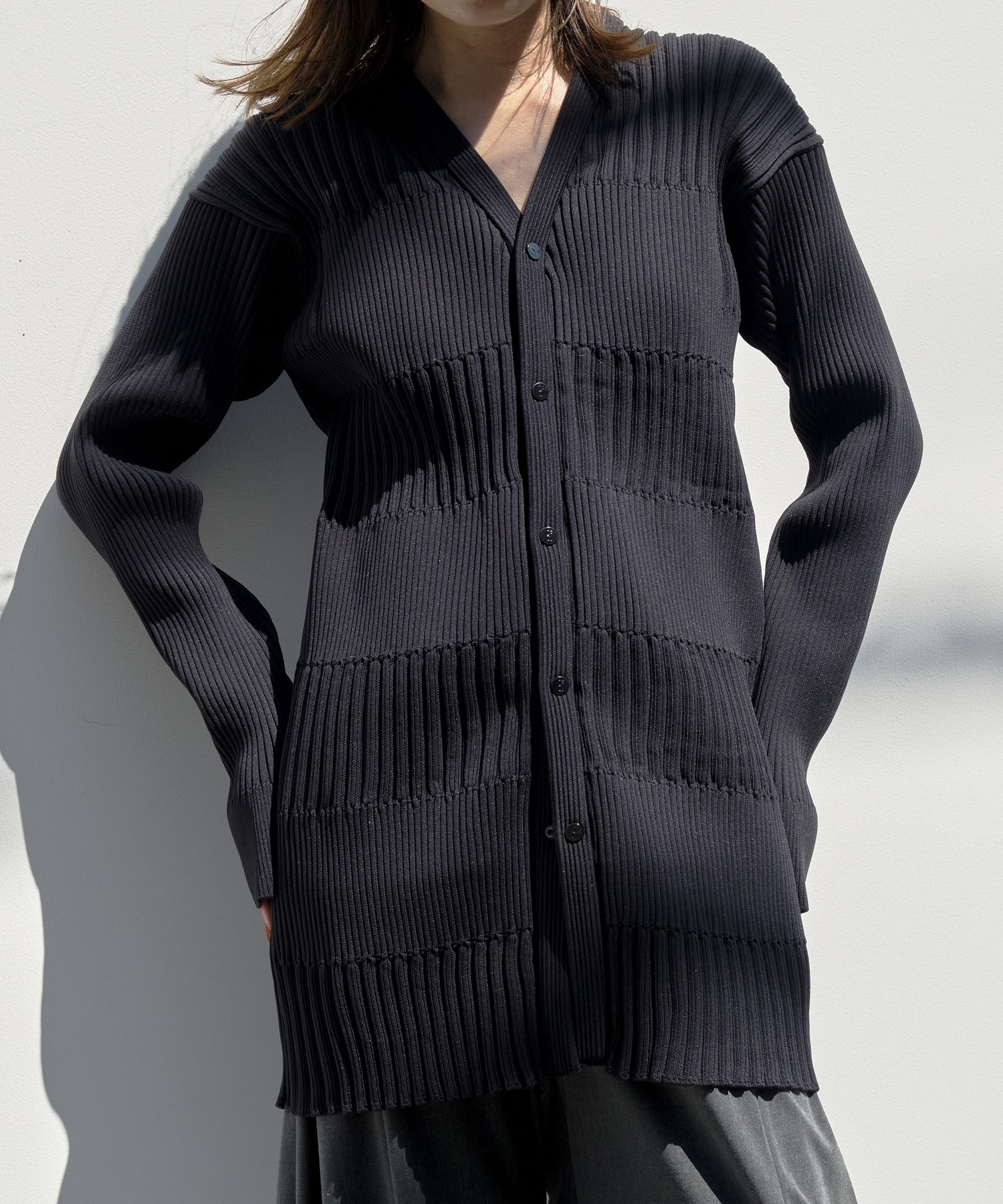 FLUTED LONG CARDIGAN CFCL