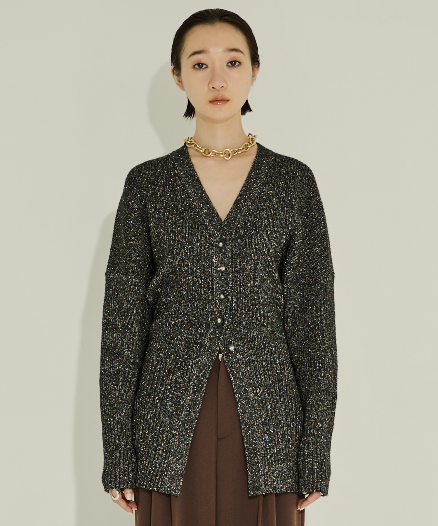 Greer melange knit cardigan AKIRANAKA
