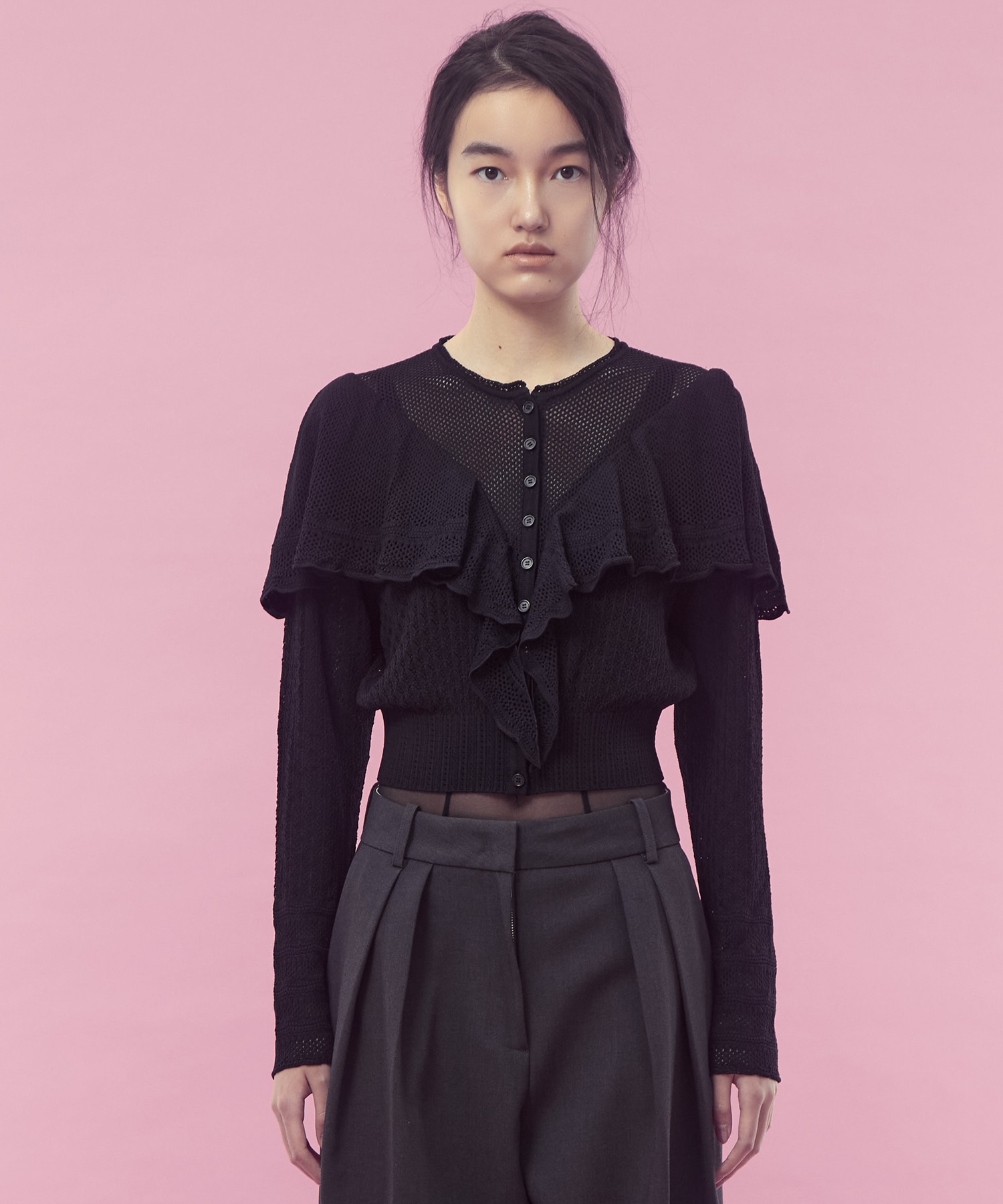 Lace-knit cape cardigan FETICO