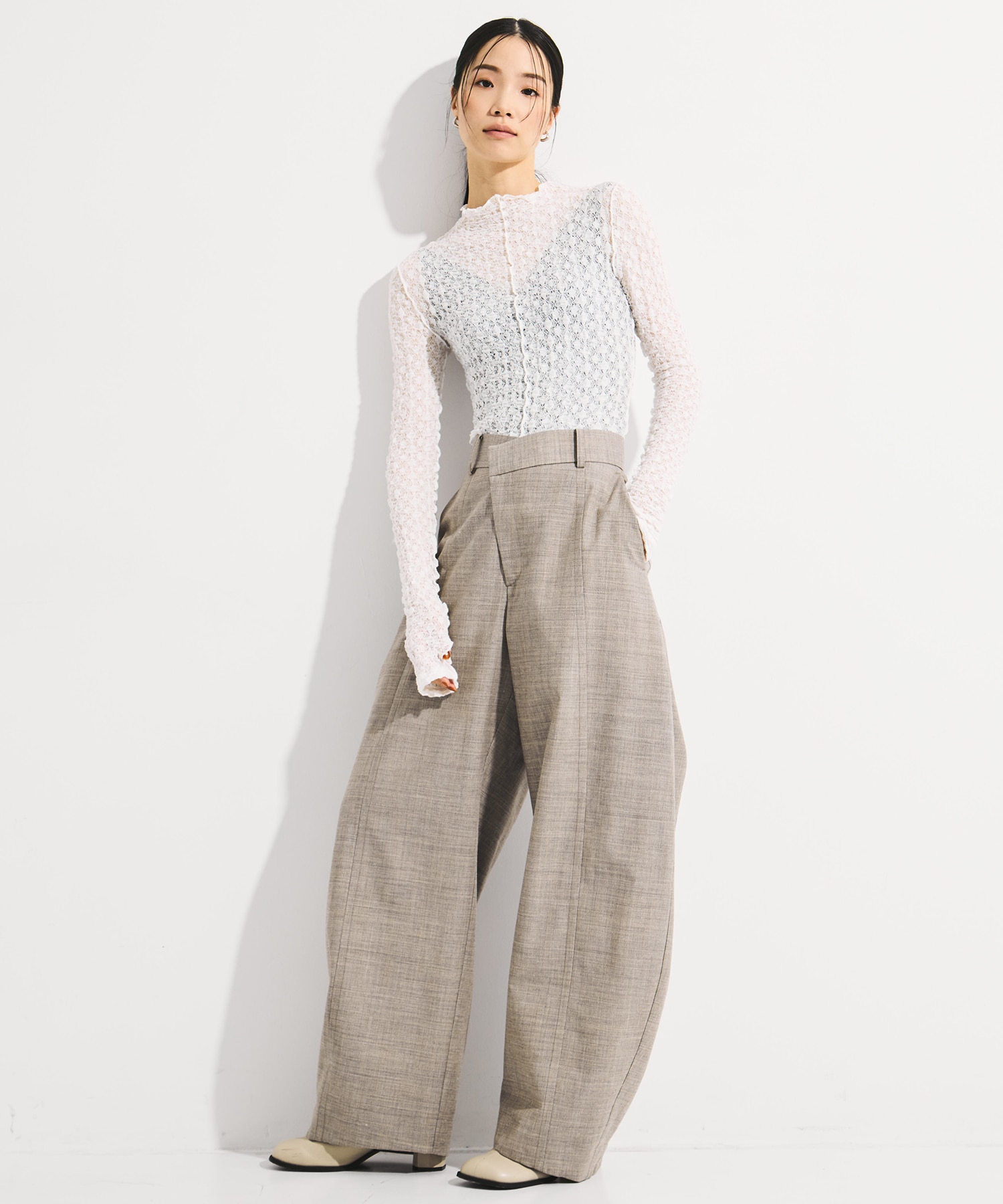 Wool Barrel Leg Trousers STUDIOUS