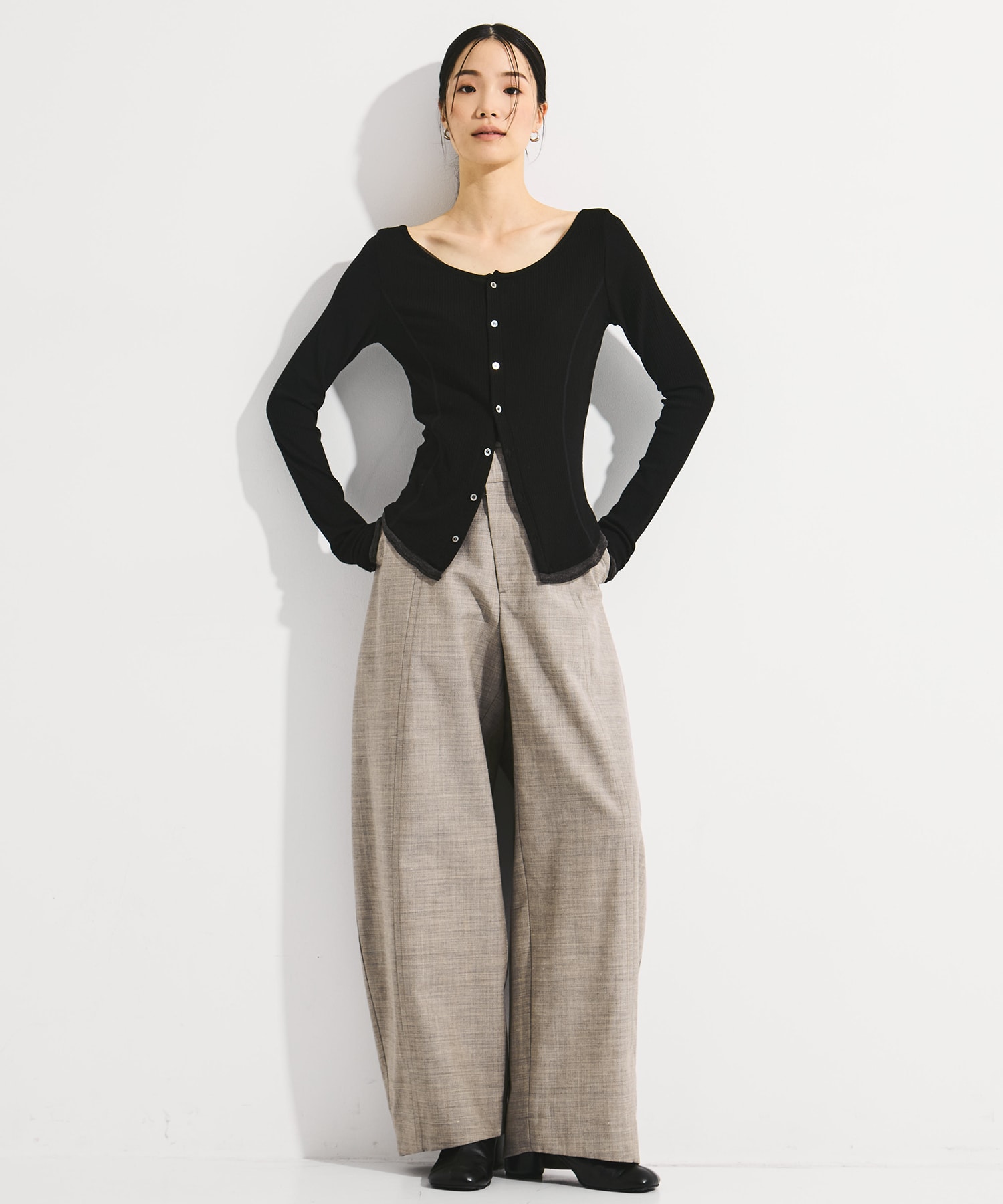 Wool Barrel Leg Trousers STUDIOUS