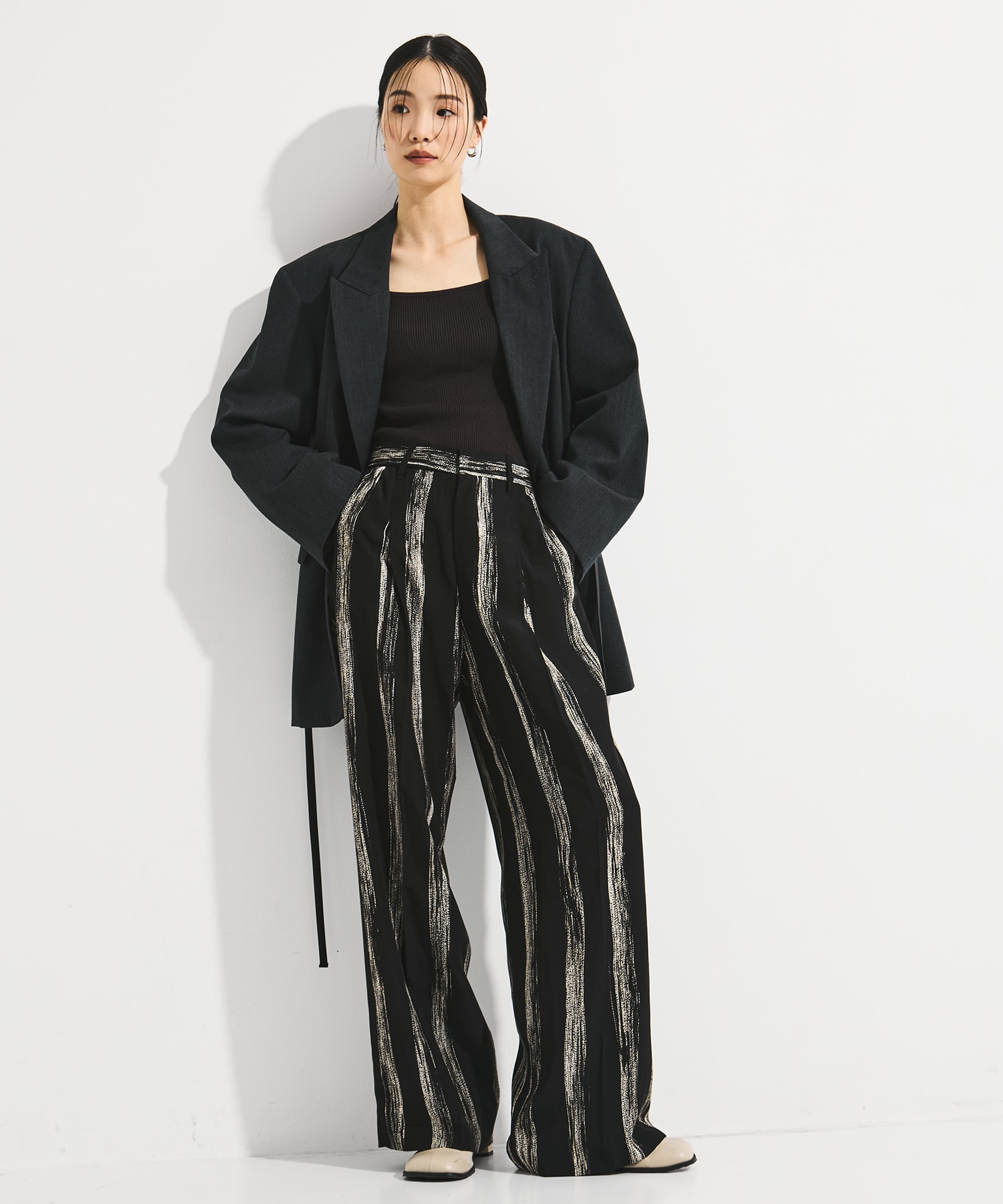Stitch stripe pants AKIRANAKA