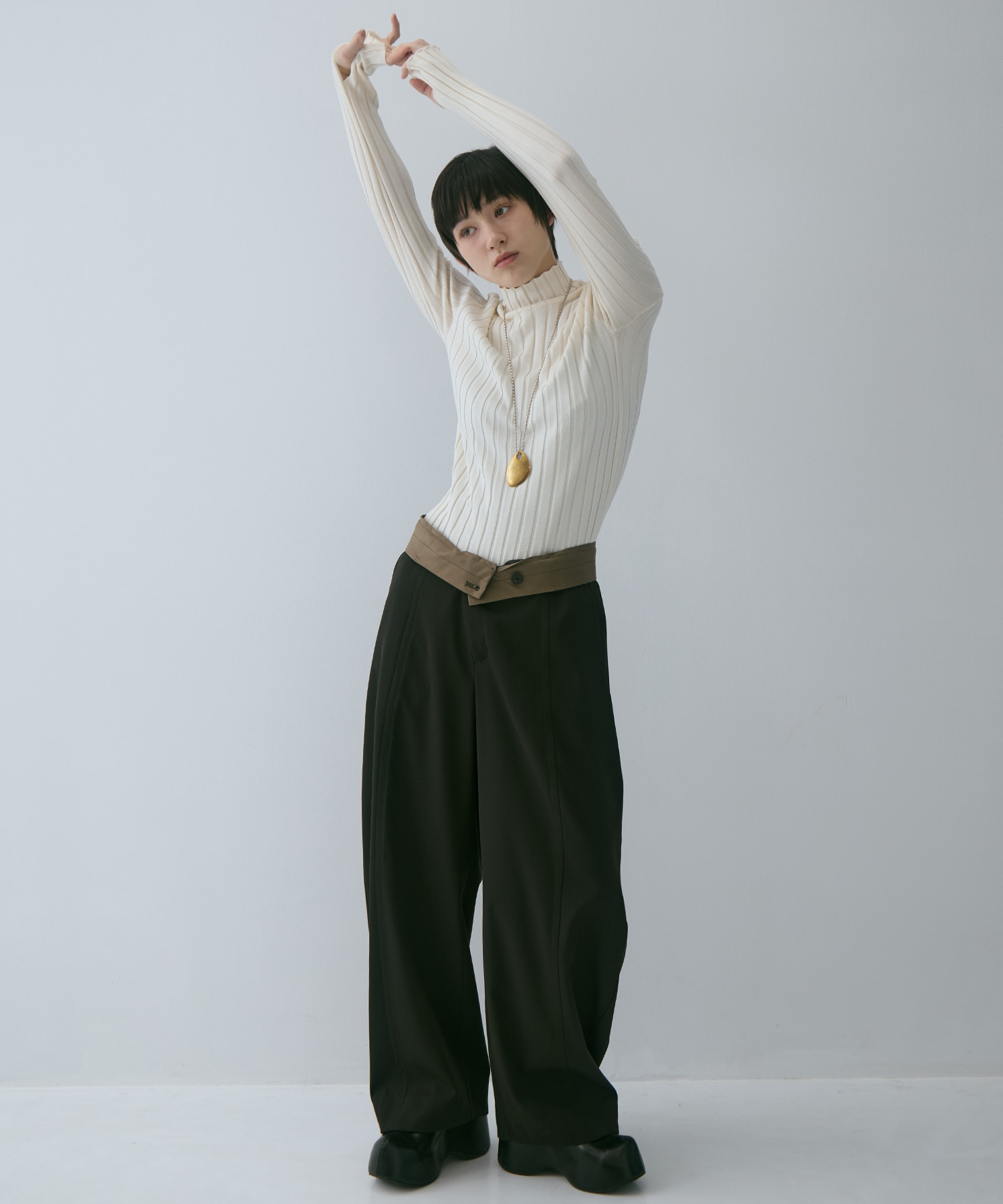 Wool Barrel Leg Trousers STUDIOUS