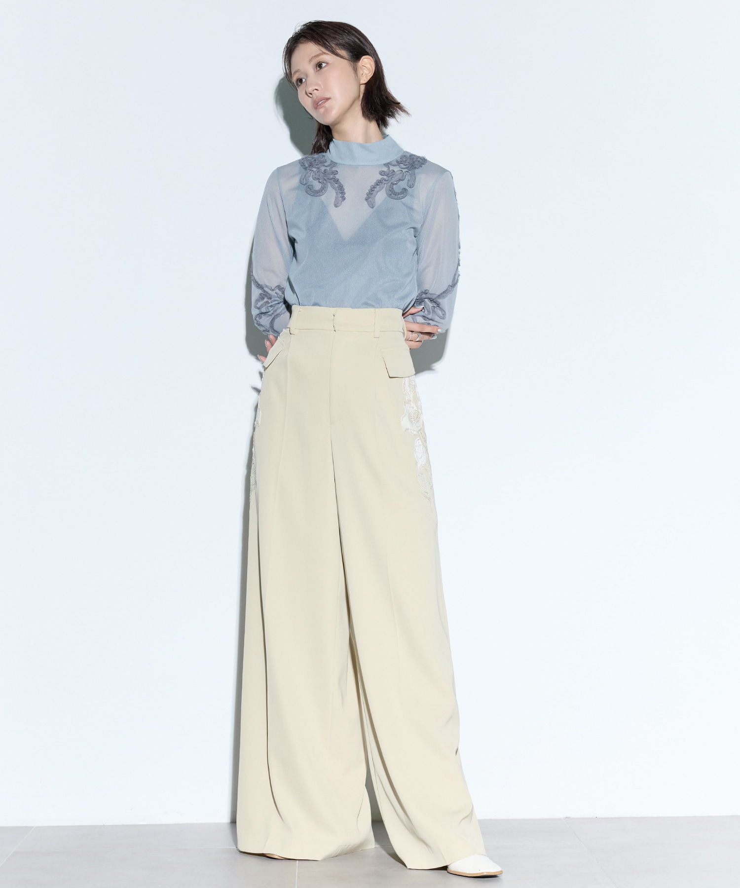 Patchwork embroidered slacks MURRAL