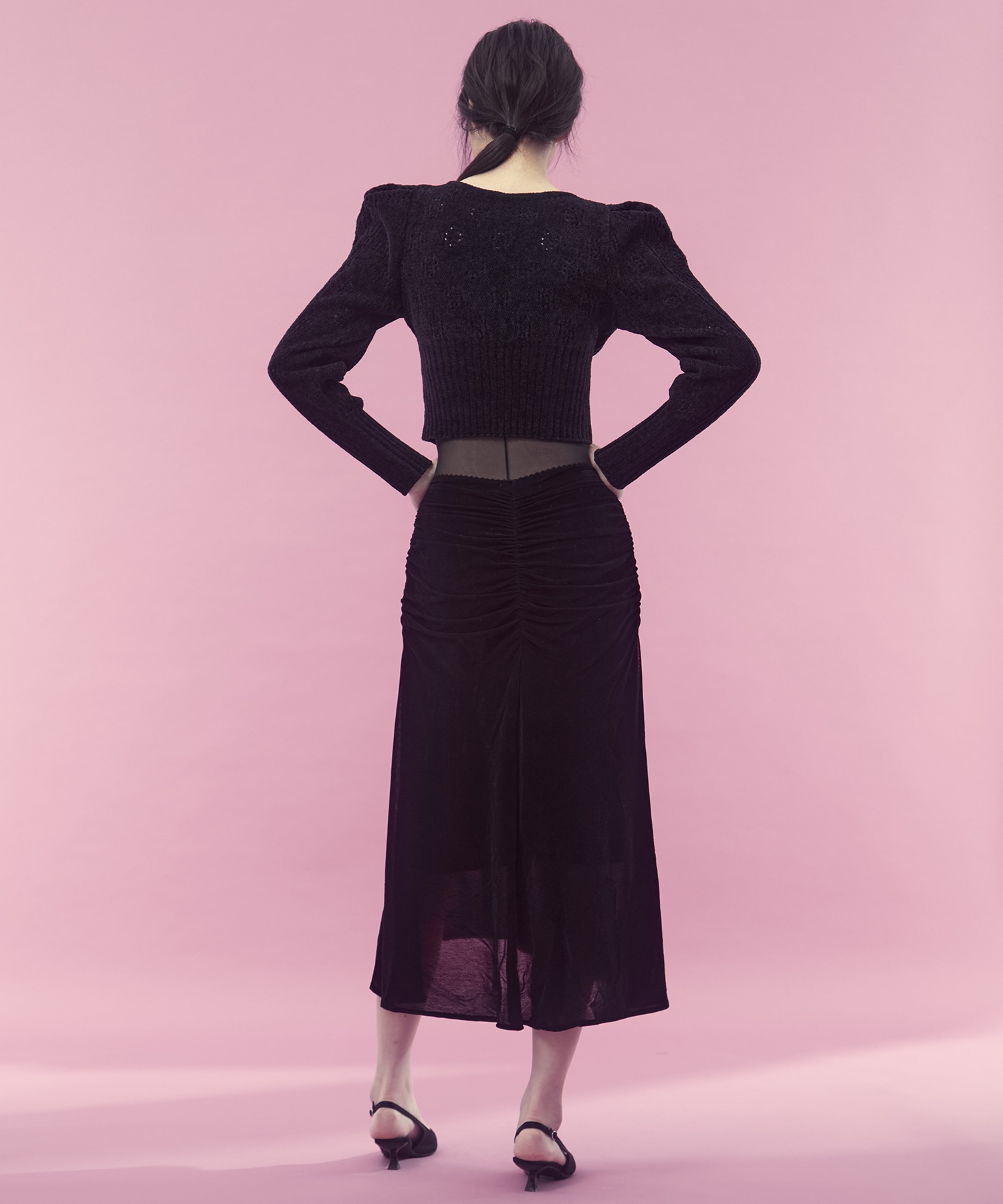 Velvet tulle gathered skirt FETICO