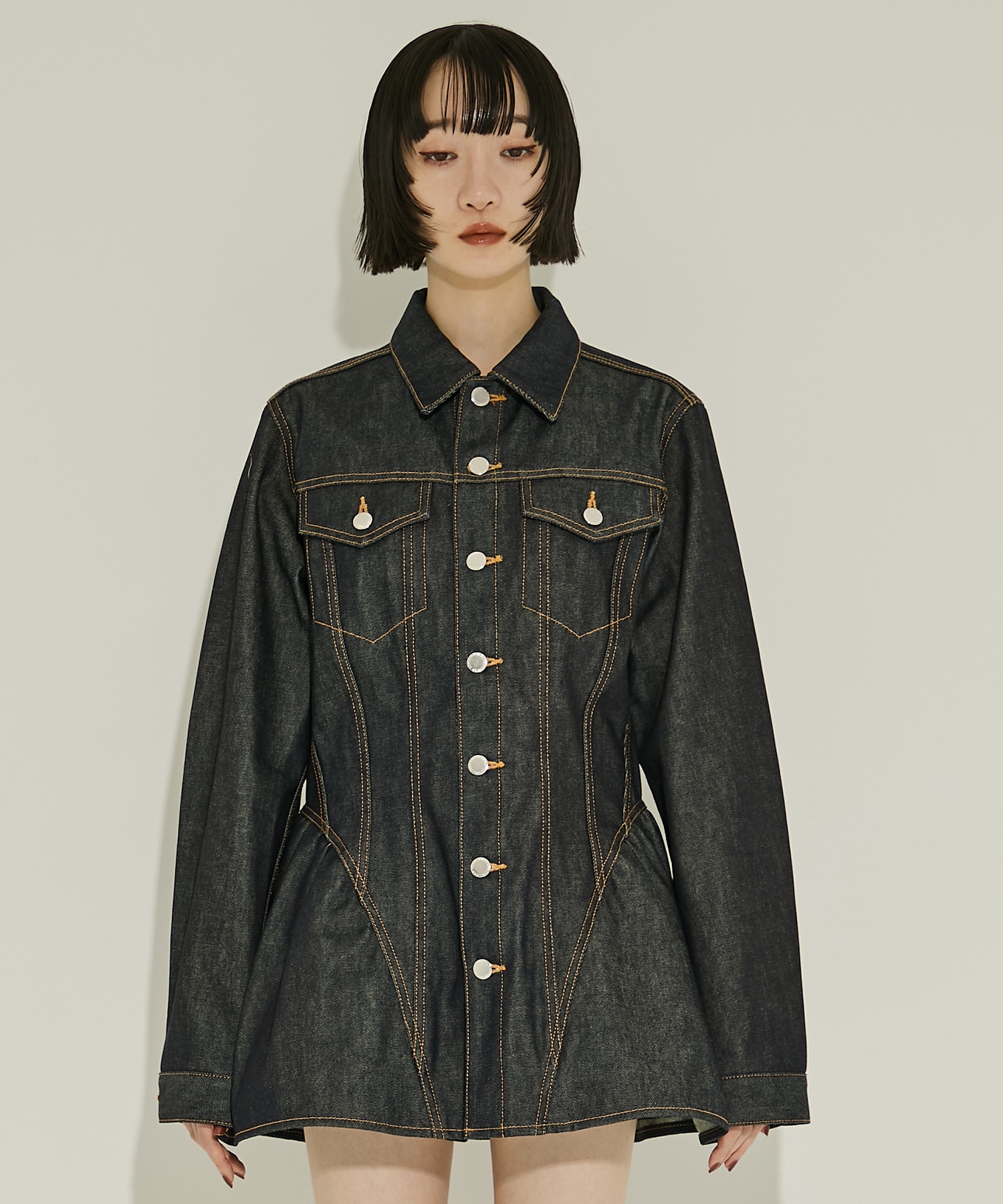 RIGID DENIM PEPLUM JACKET JOHN LAWRENCE SULLIVAN