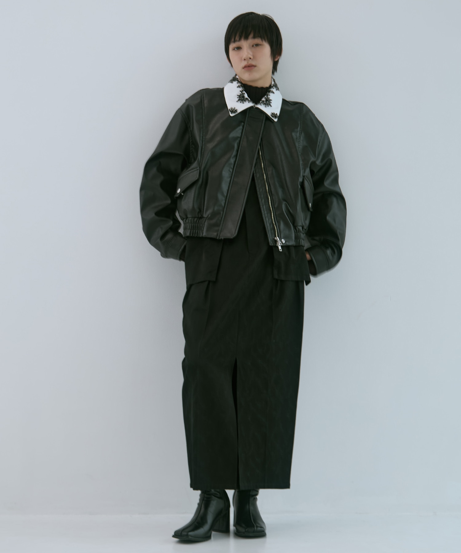 crystal bijou collar 2WAY blouson tanakadaisuke