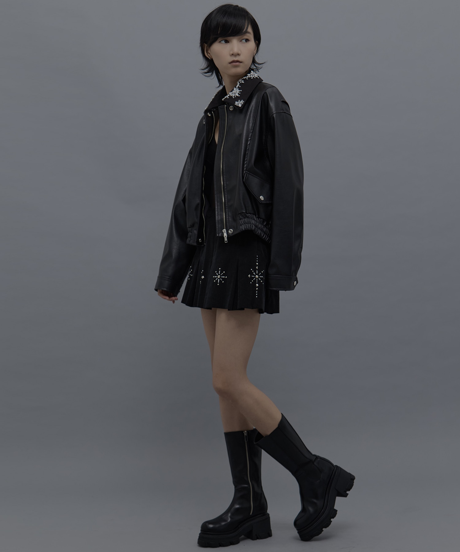 crystal bijou collar 2WAY blouson tanakadaisuke