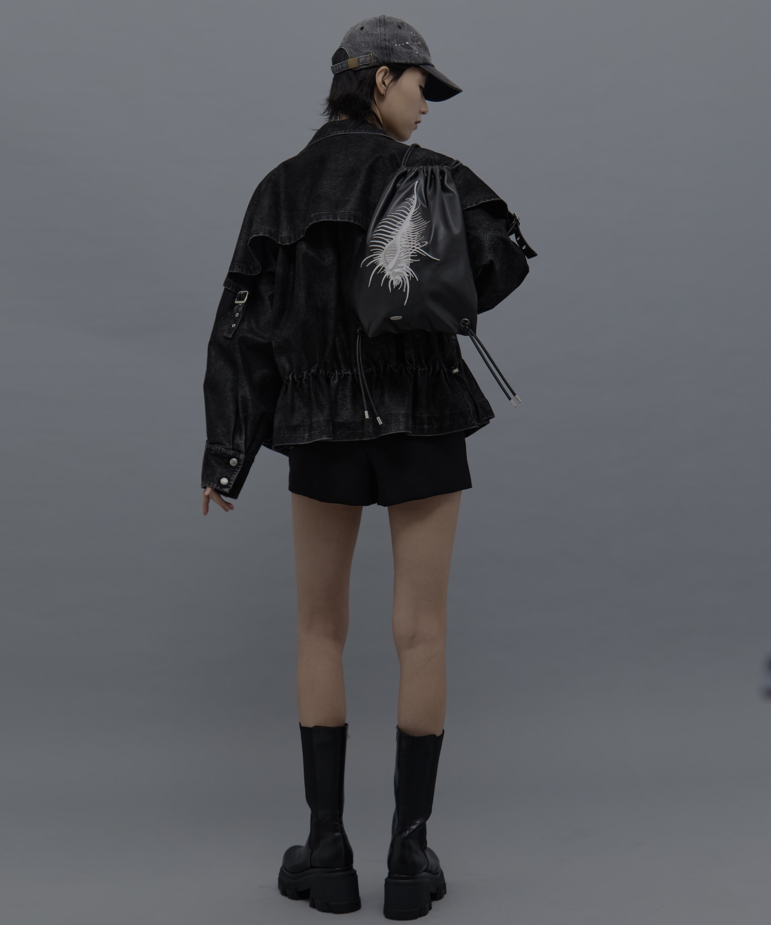 drawstring fade leather blouson tanakadaisuke