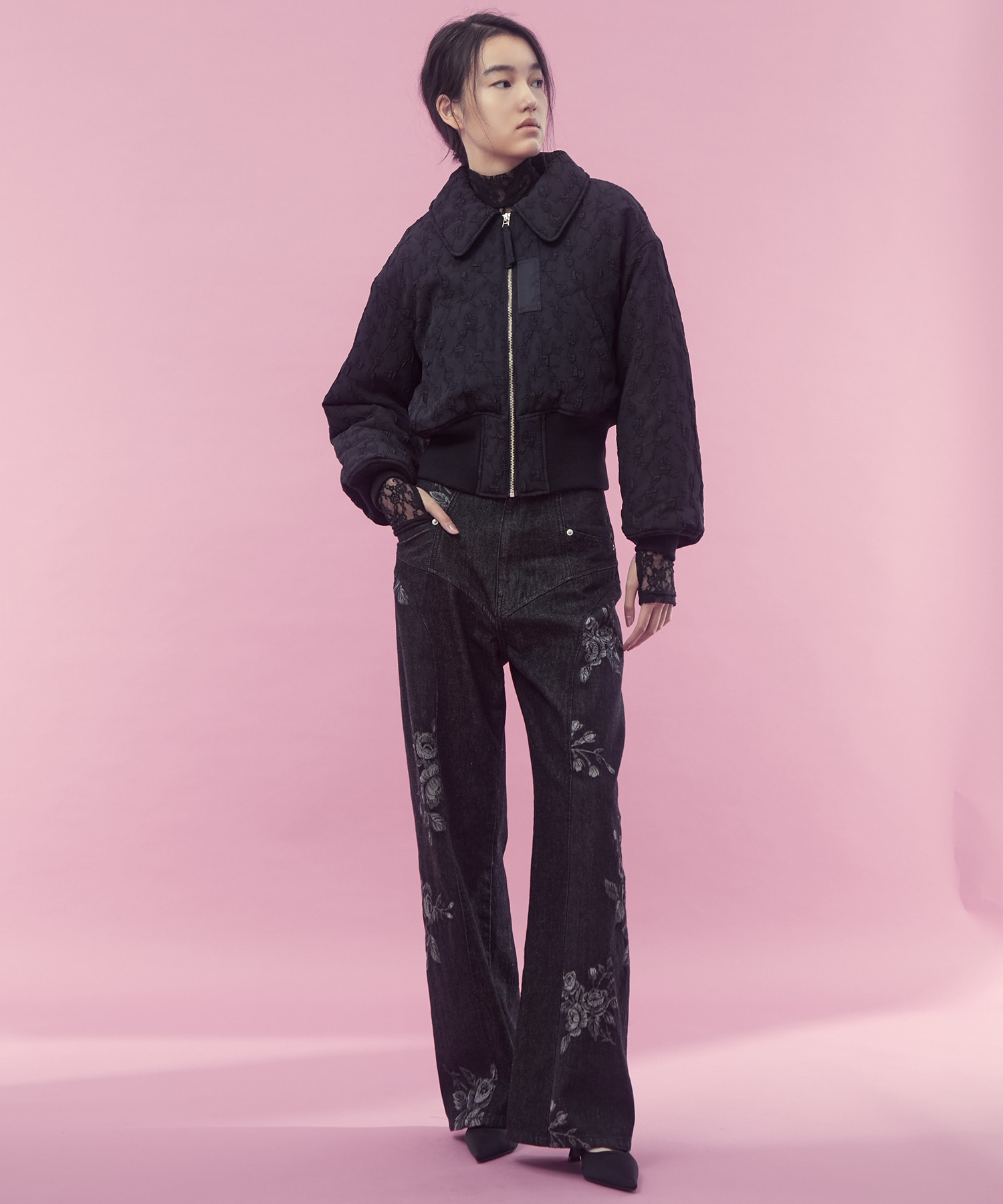 Floral jacquard bomber jacket FETICO