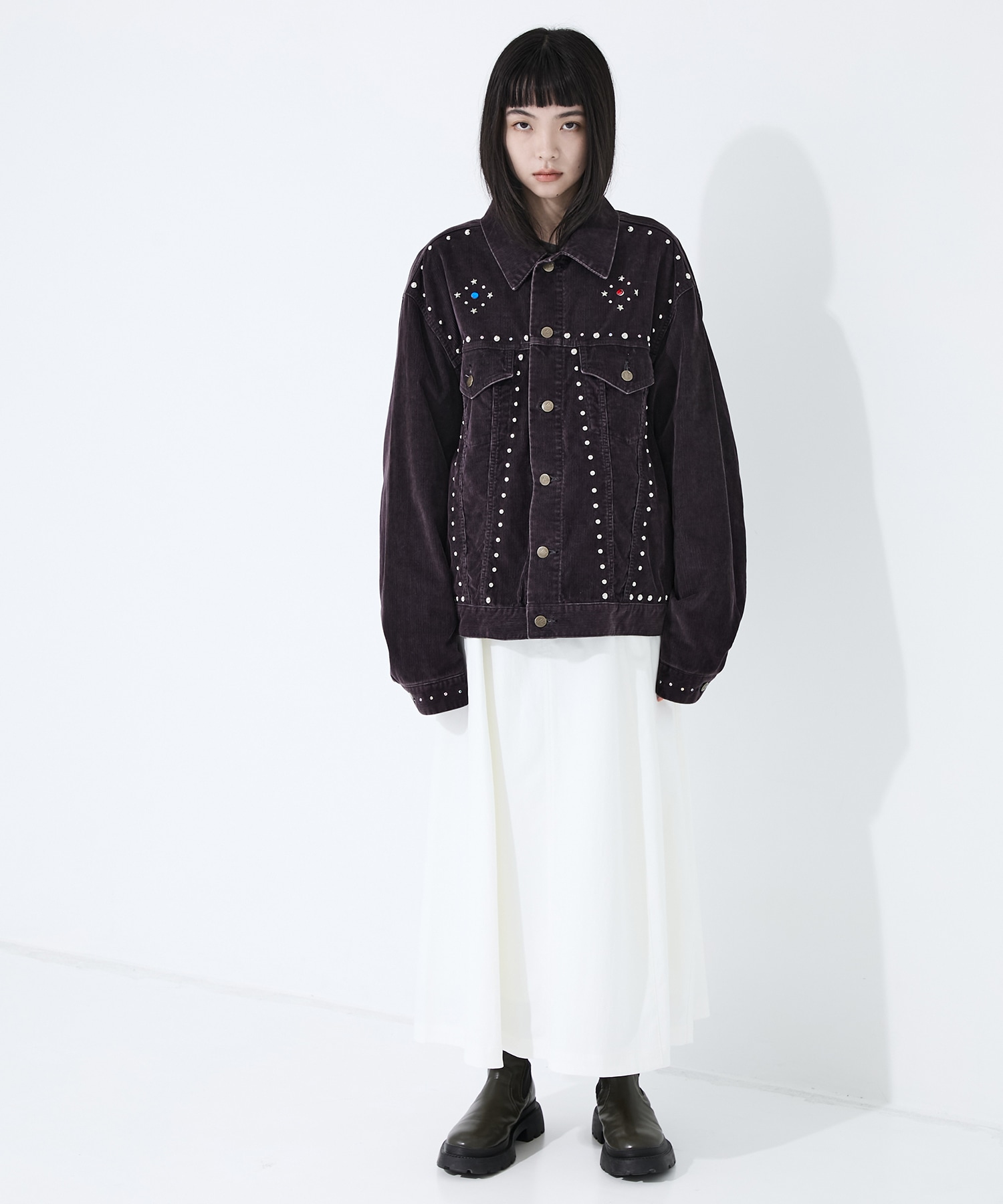 Studded Jean Jacket - 14W Corduroy Needles