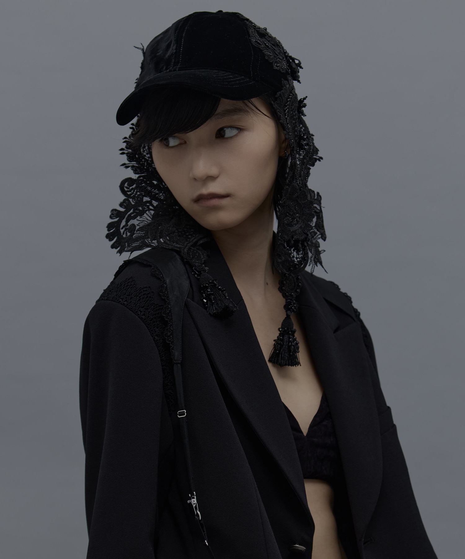 black lei beads velour cap tanakadaisuke
