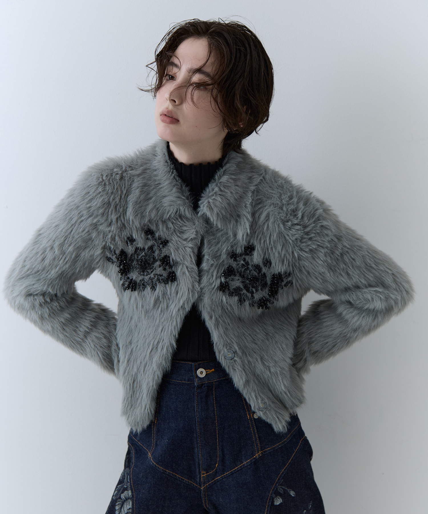 別注 シャギービジューカーディガン FETICO