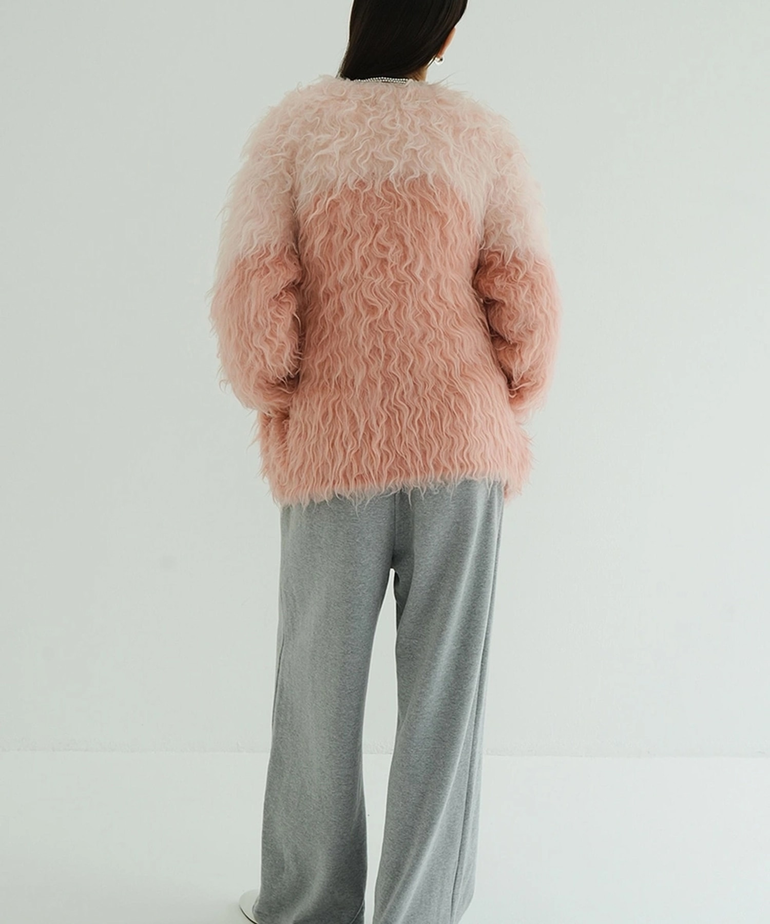 BI COLOR SHAGGY KNIT CARDIGAN CLANE