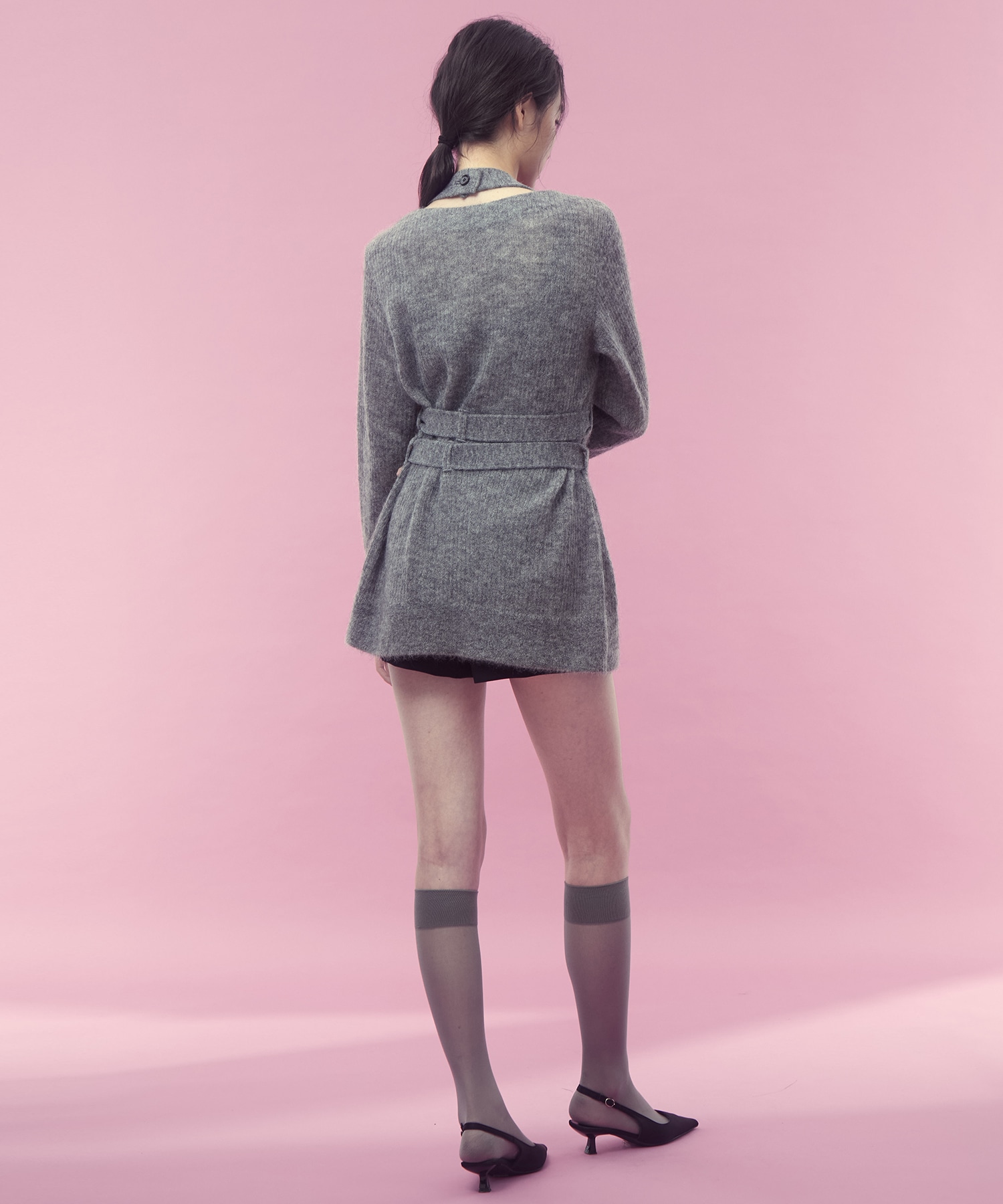 Mohair knit belted cardigan FETICO