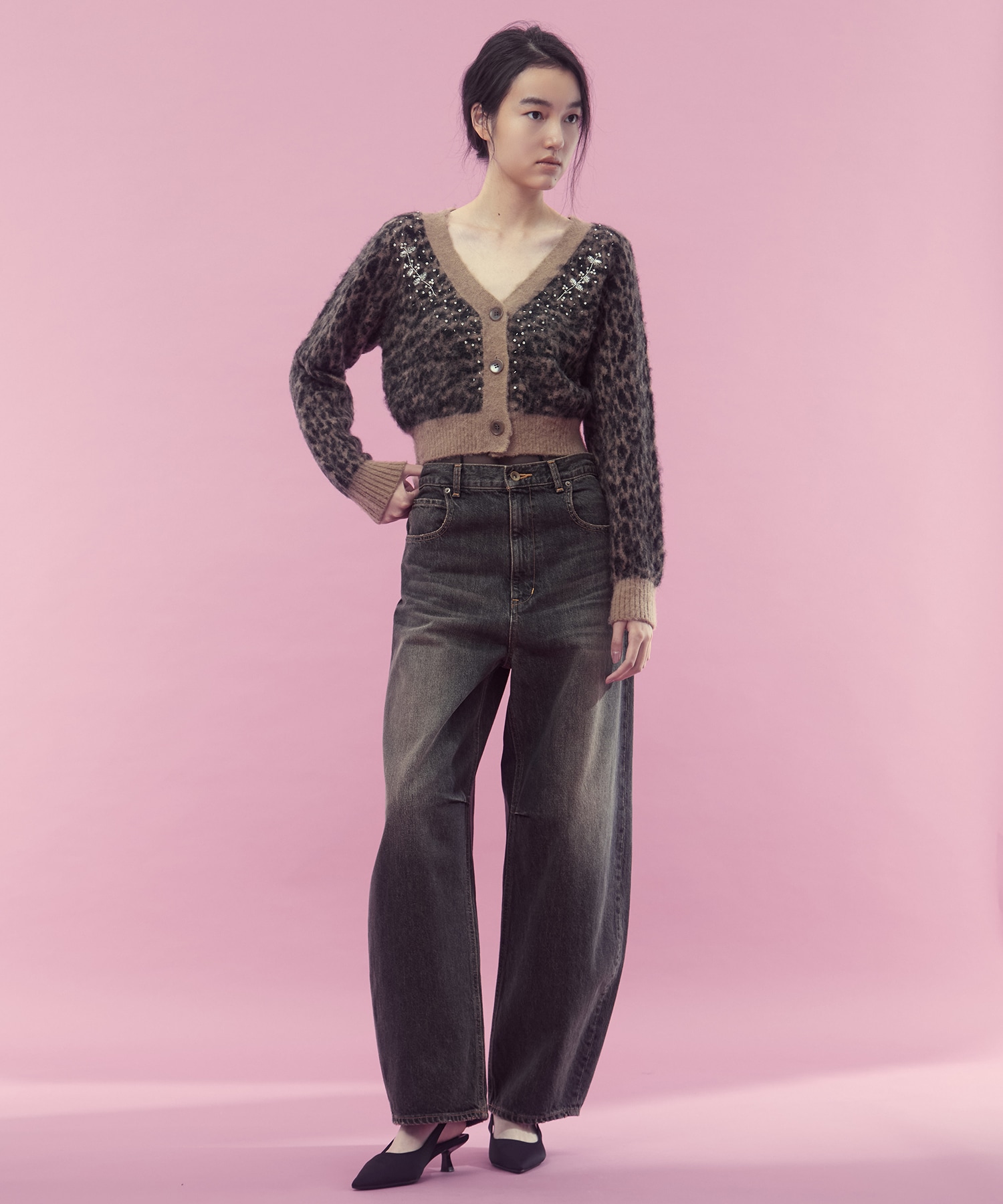 Jacquard-knit V-neck cardigan FETICO