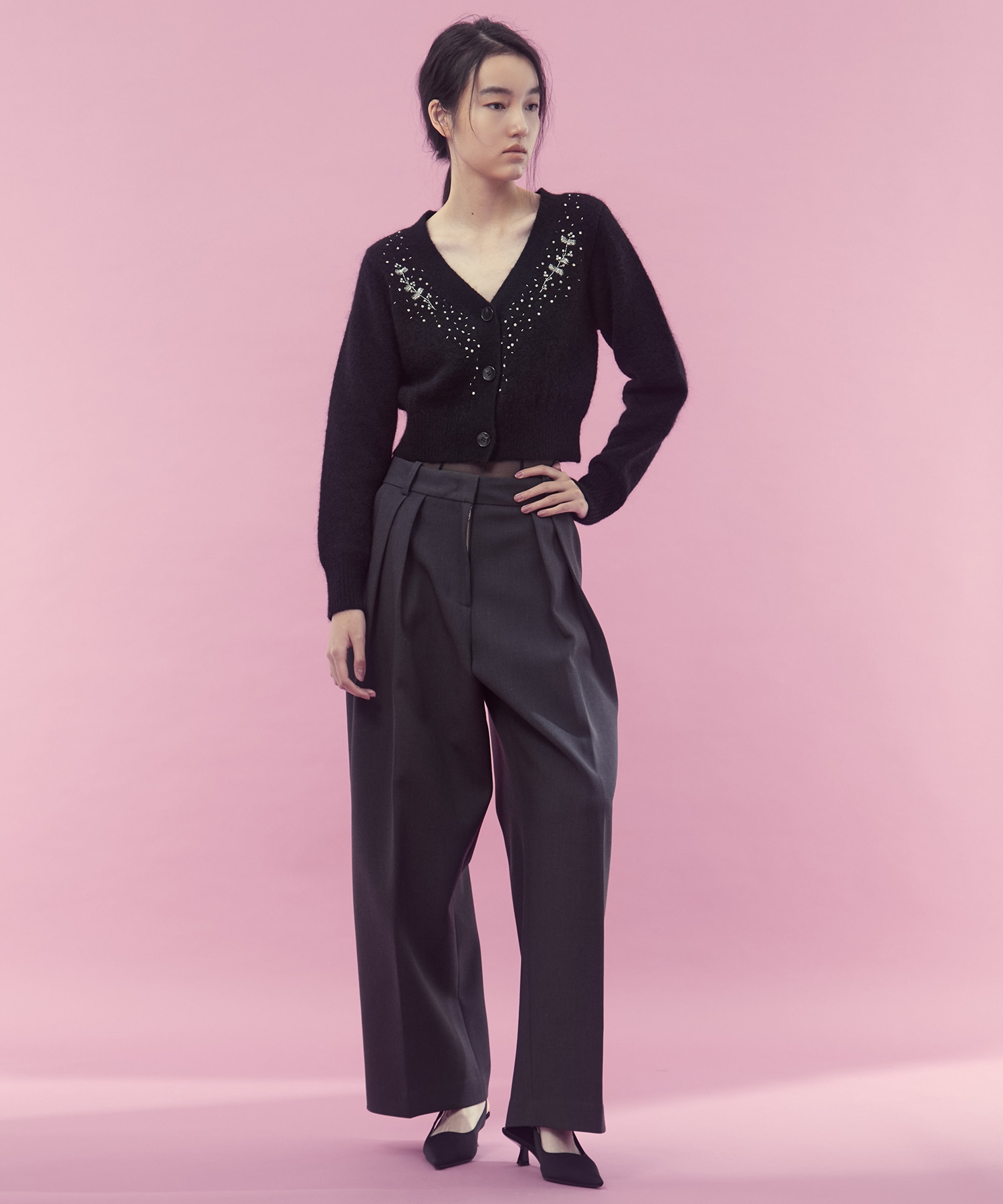 Jacquard-knit V-neck cardigan FETICO