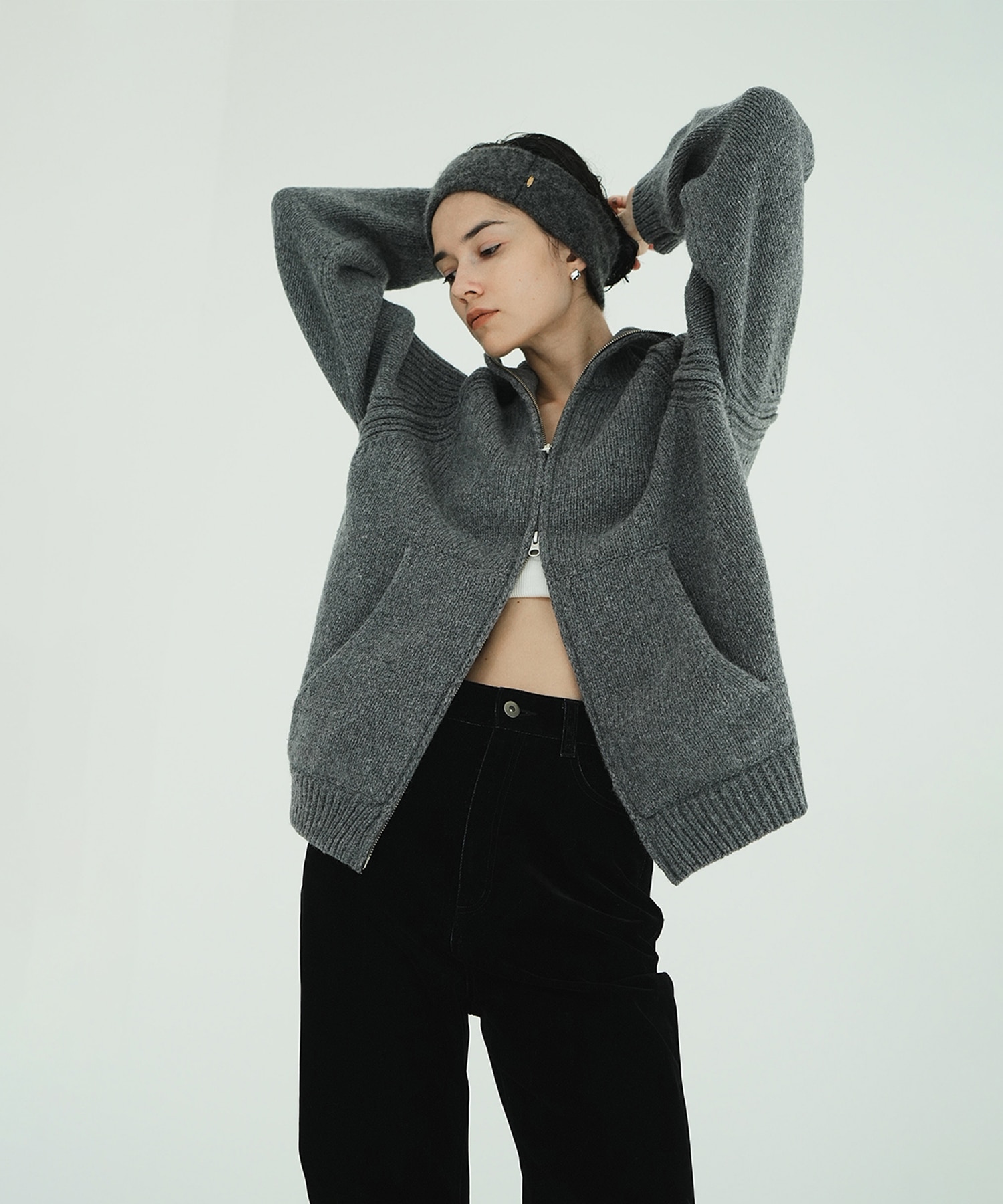 POCKET ZIP KNIT TOPS CLANE