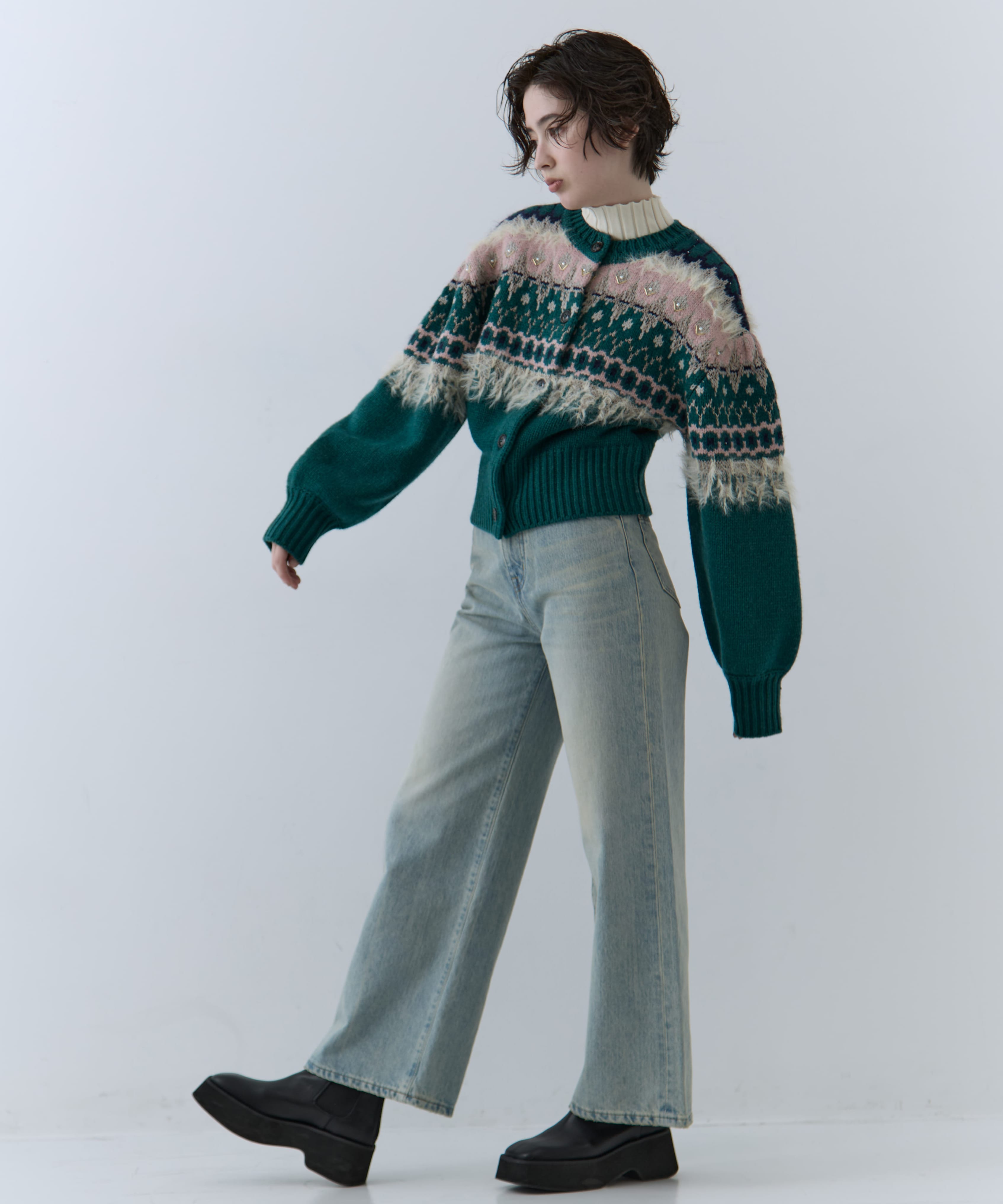 UND 2WAY LADY NORDIC KNIT CARDIGAN AMERI