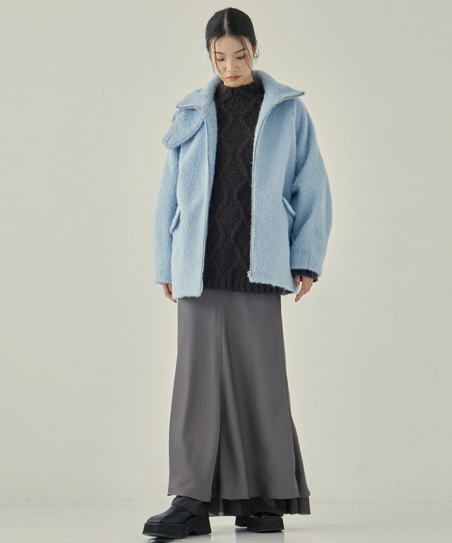 LAYERED SATIN MERMAID SKIRT STUDIOUS