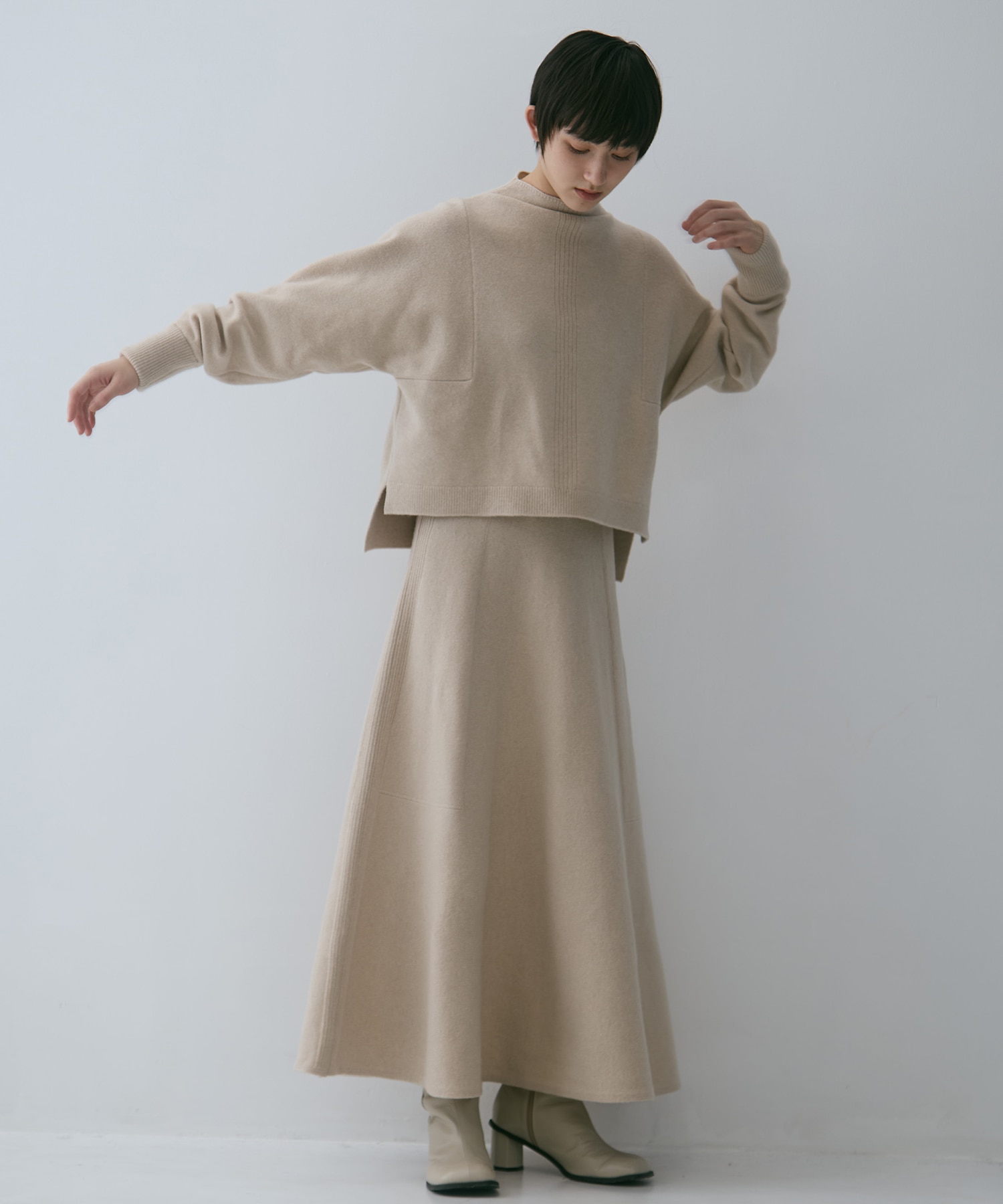 別注 CASHMERE FLARE LONG SKIRT WRAPINKNOT