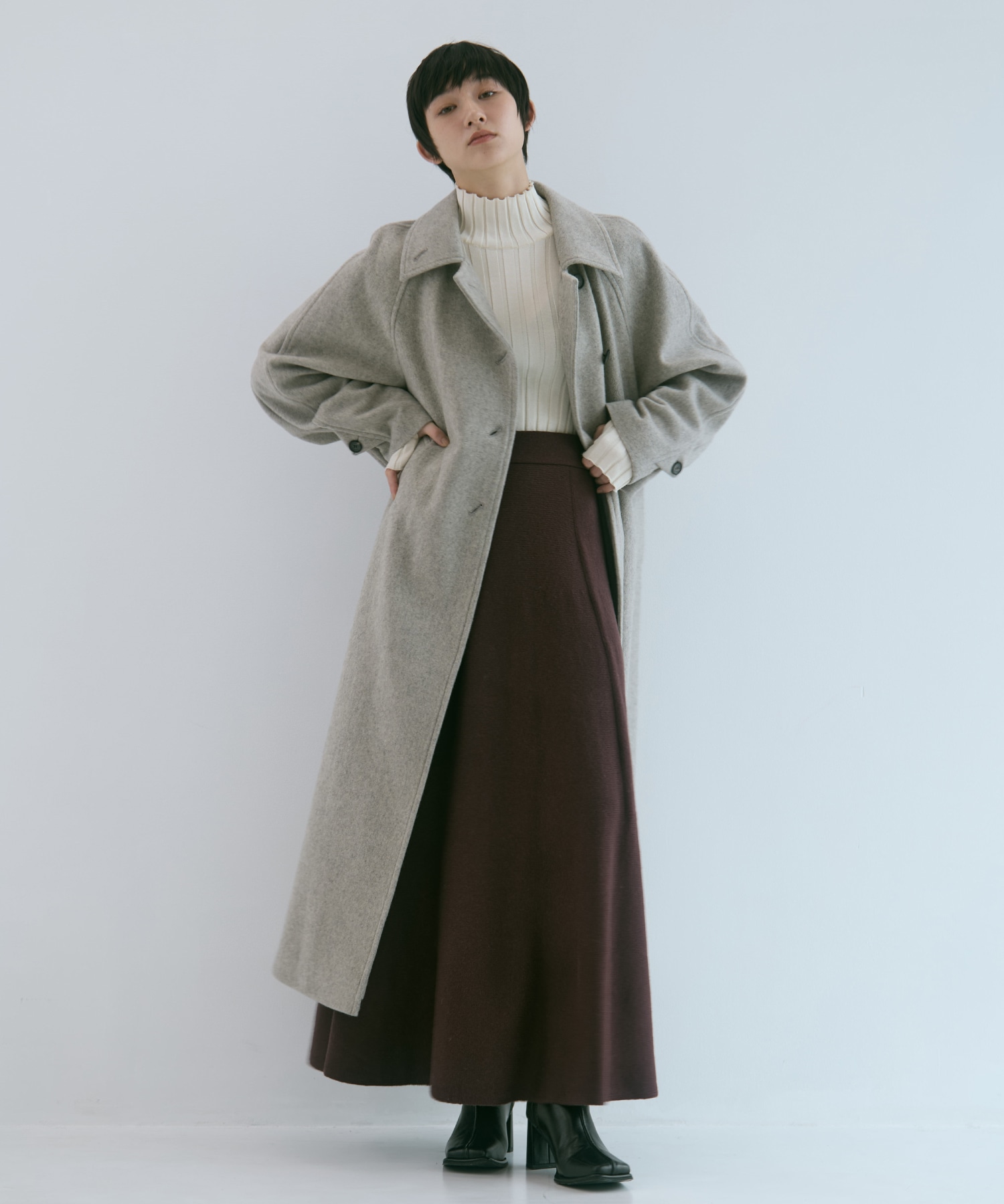 別注 CASHMERE FLARE LONG SKIRT WRAPINKNOT