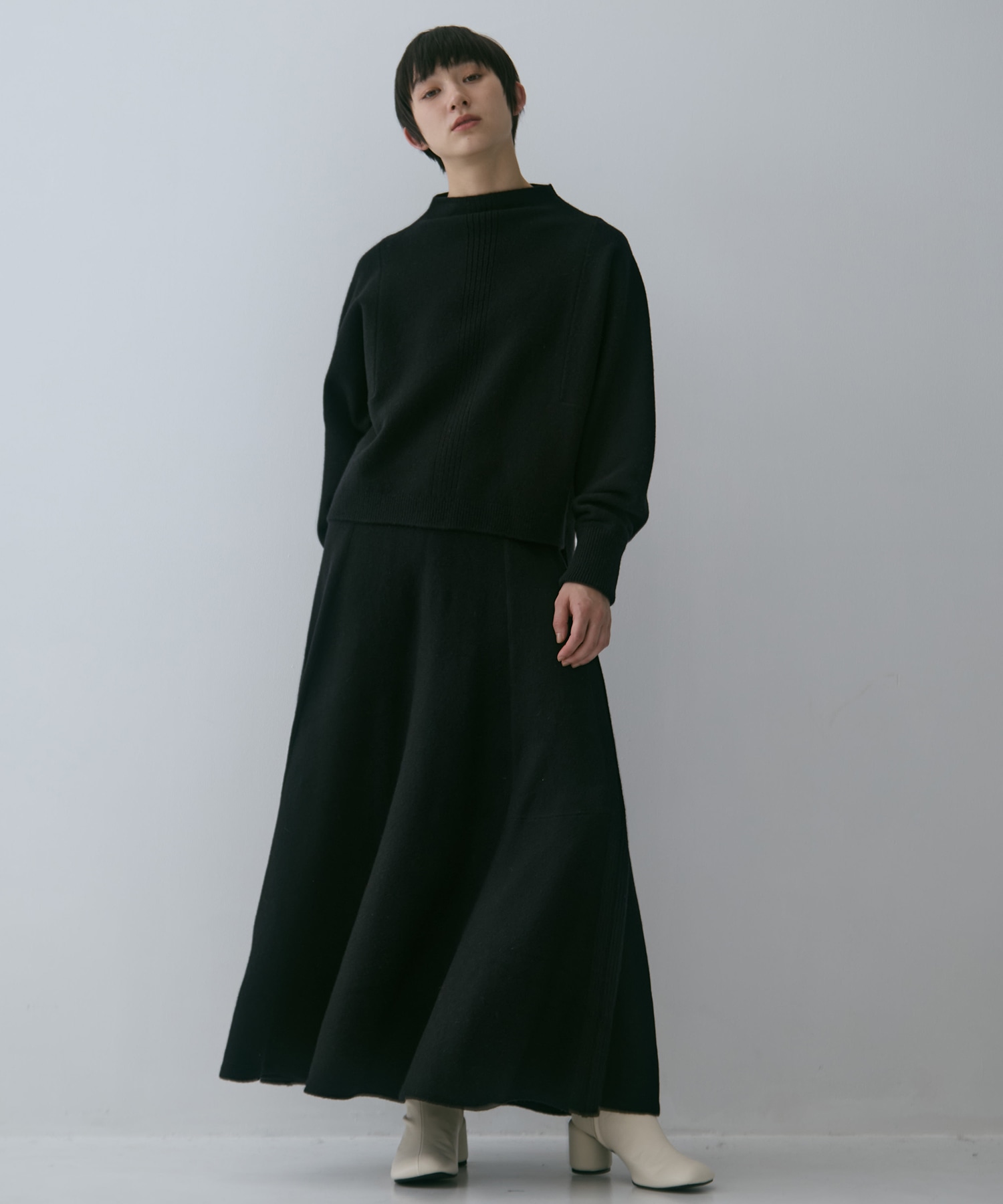 別注 CASHMERE FLARE LONG SKIRT WRAPINKNOT