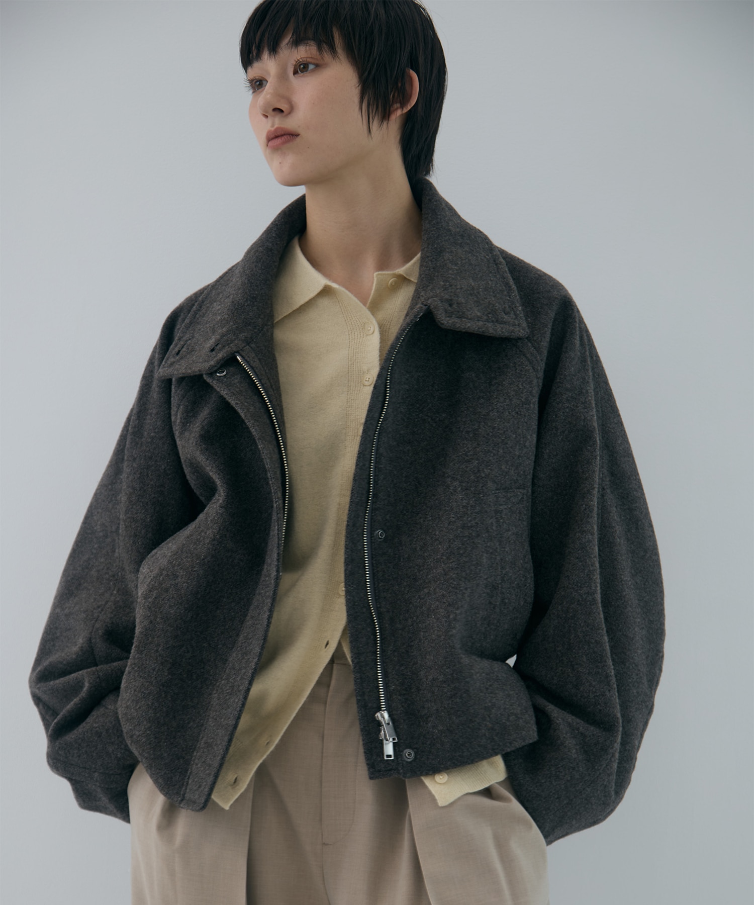 Stand Collar Wool Blouson STUDIOUS