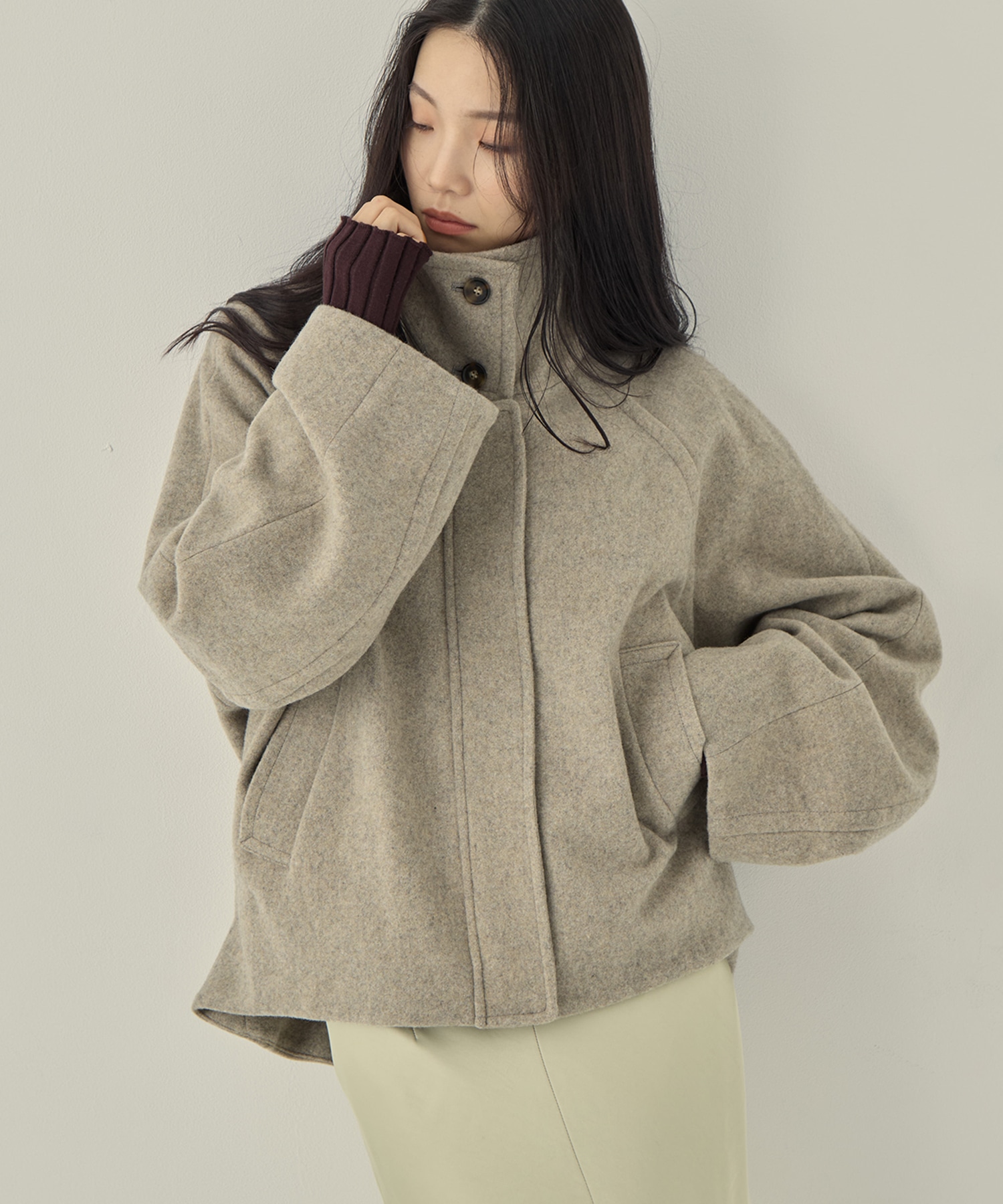 Stand Collar Wool Blouson STUDIOUS