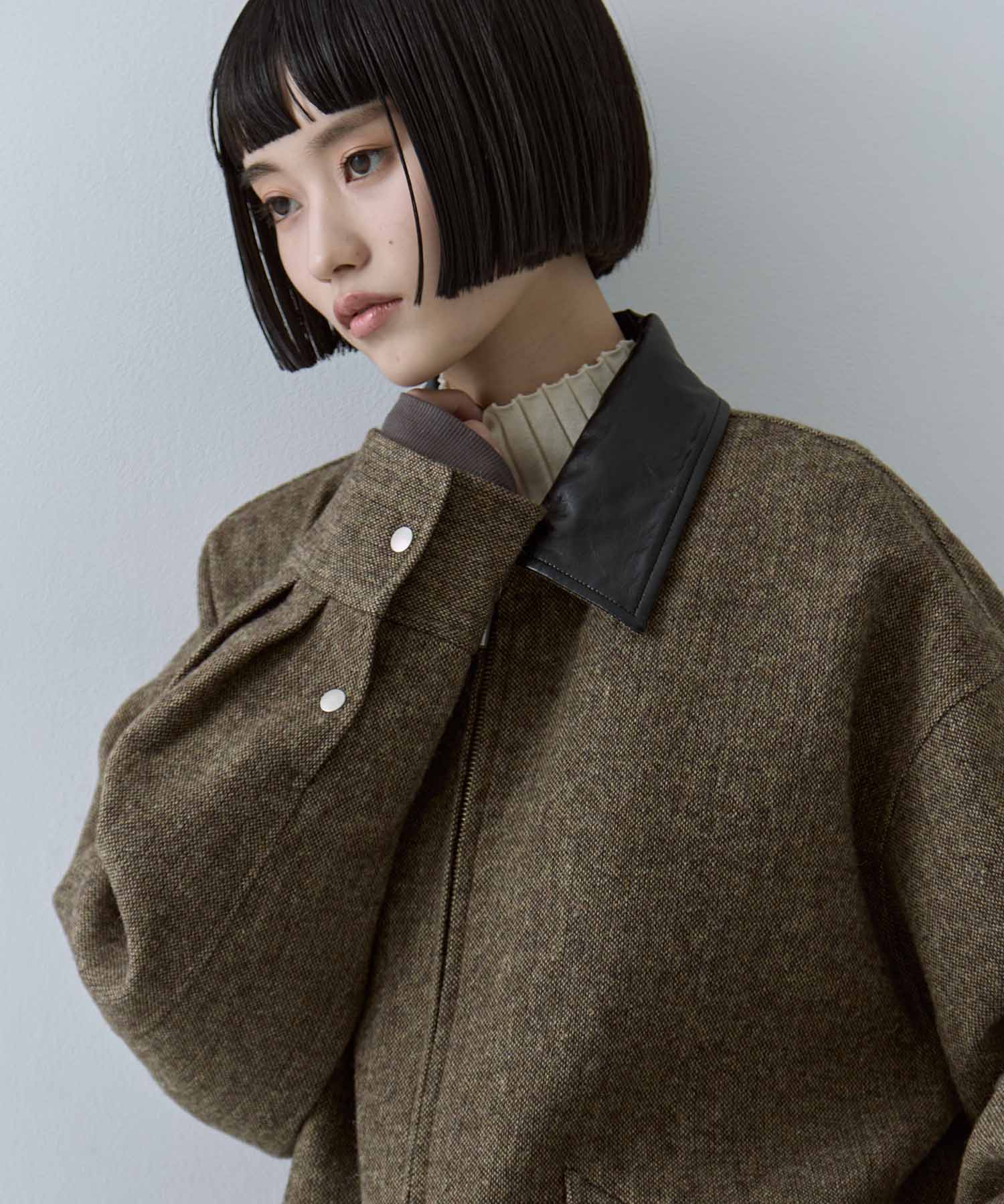 UND TWEED WORK DETAIL BLOUSON AMERI