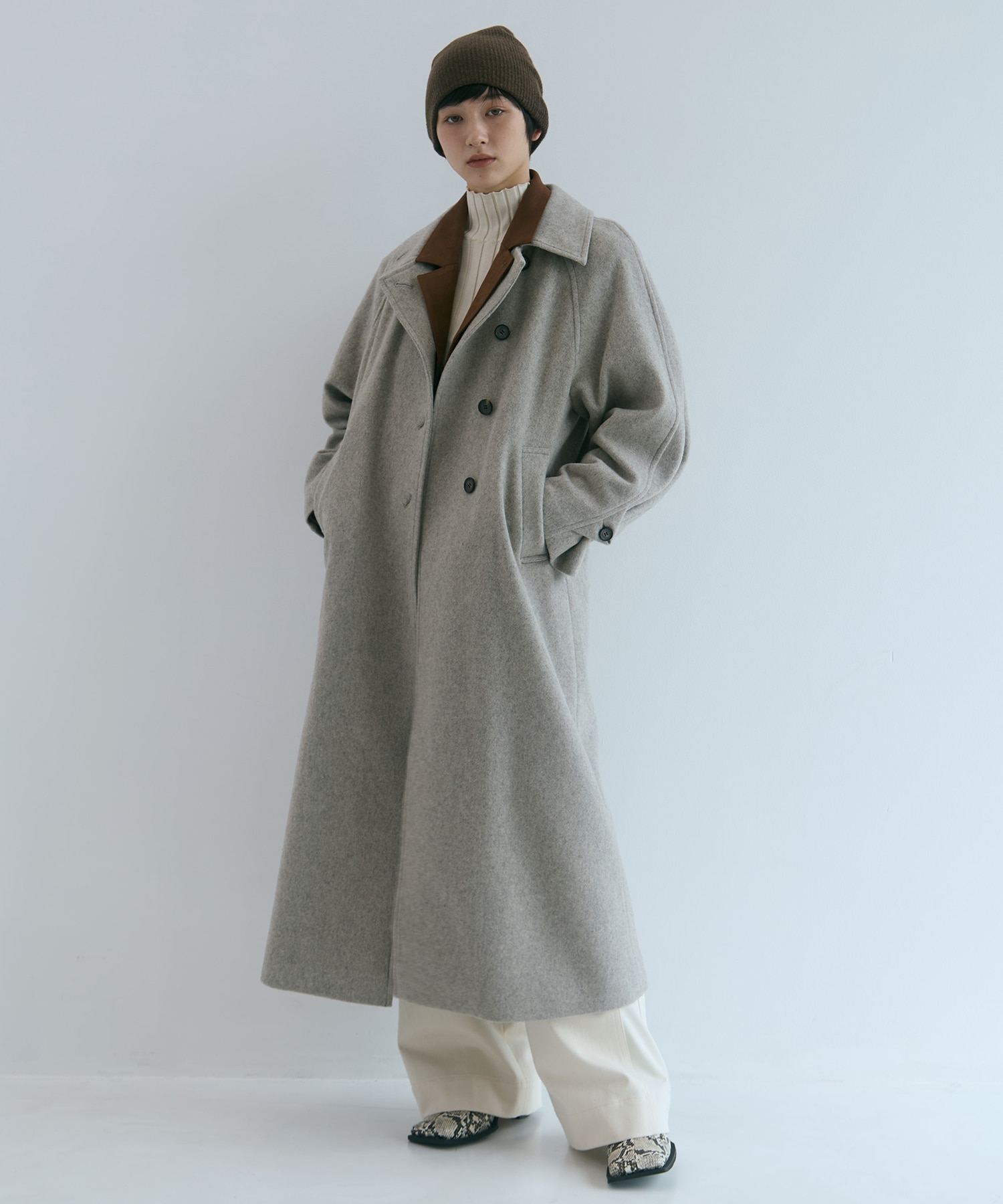 Stand Collar Wool Coat(1 LIGHT GREY): STUDIOUS: WOMENS｜ STUDIOUS