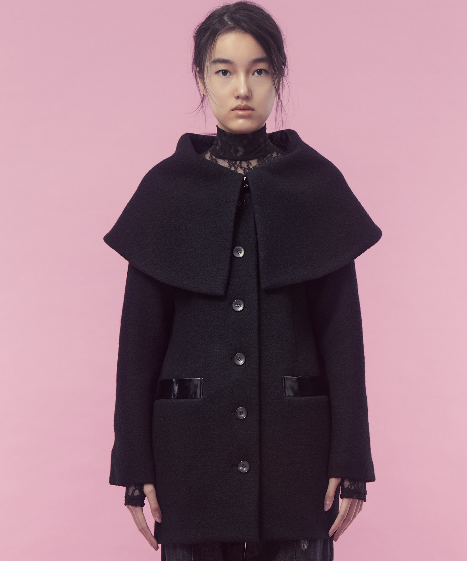 Boucle wool cape coat FETICO