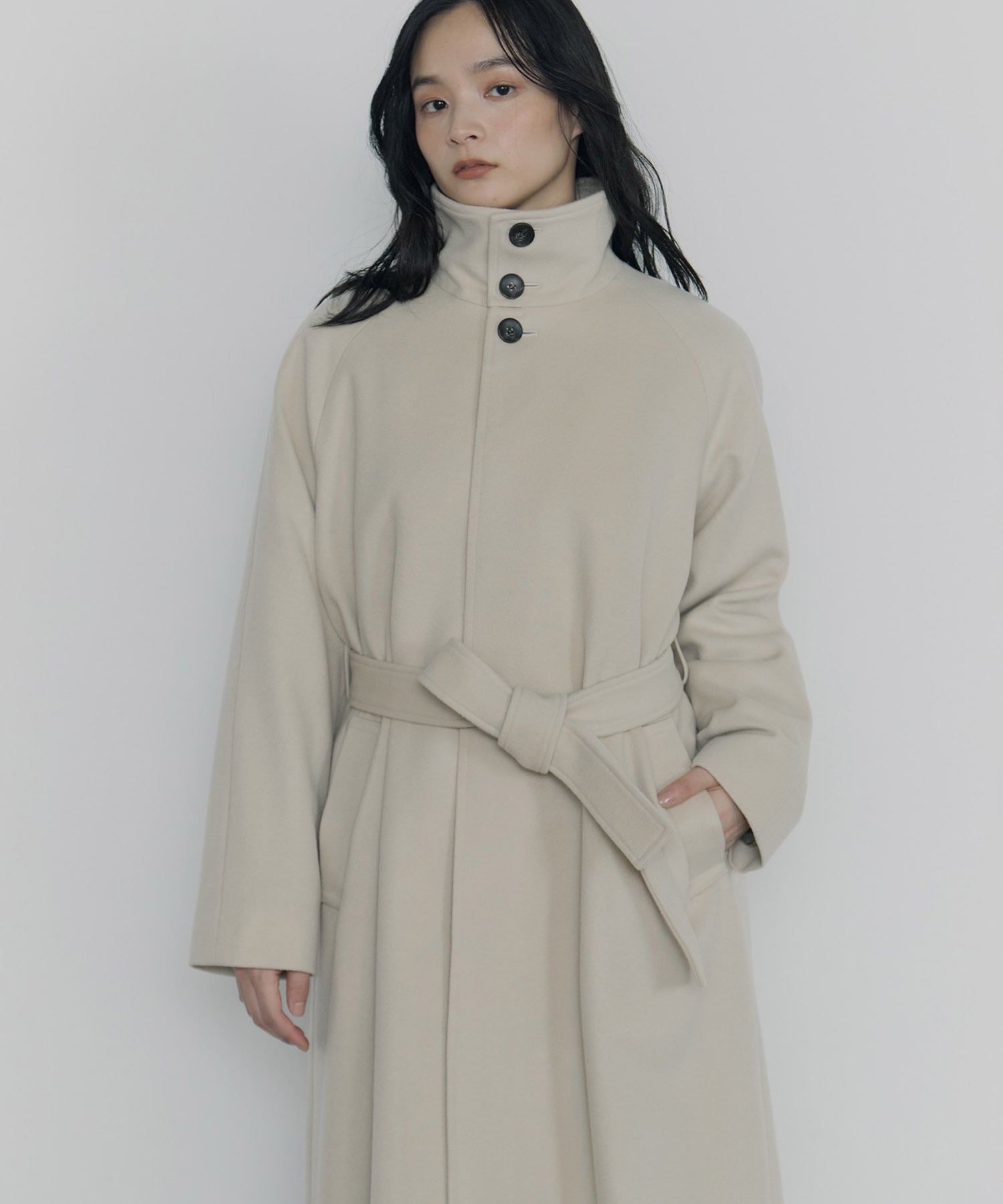 別注スタンドカラーロングコート Dessin de mode