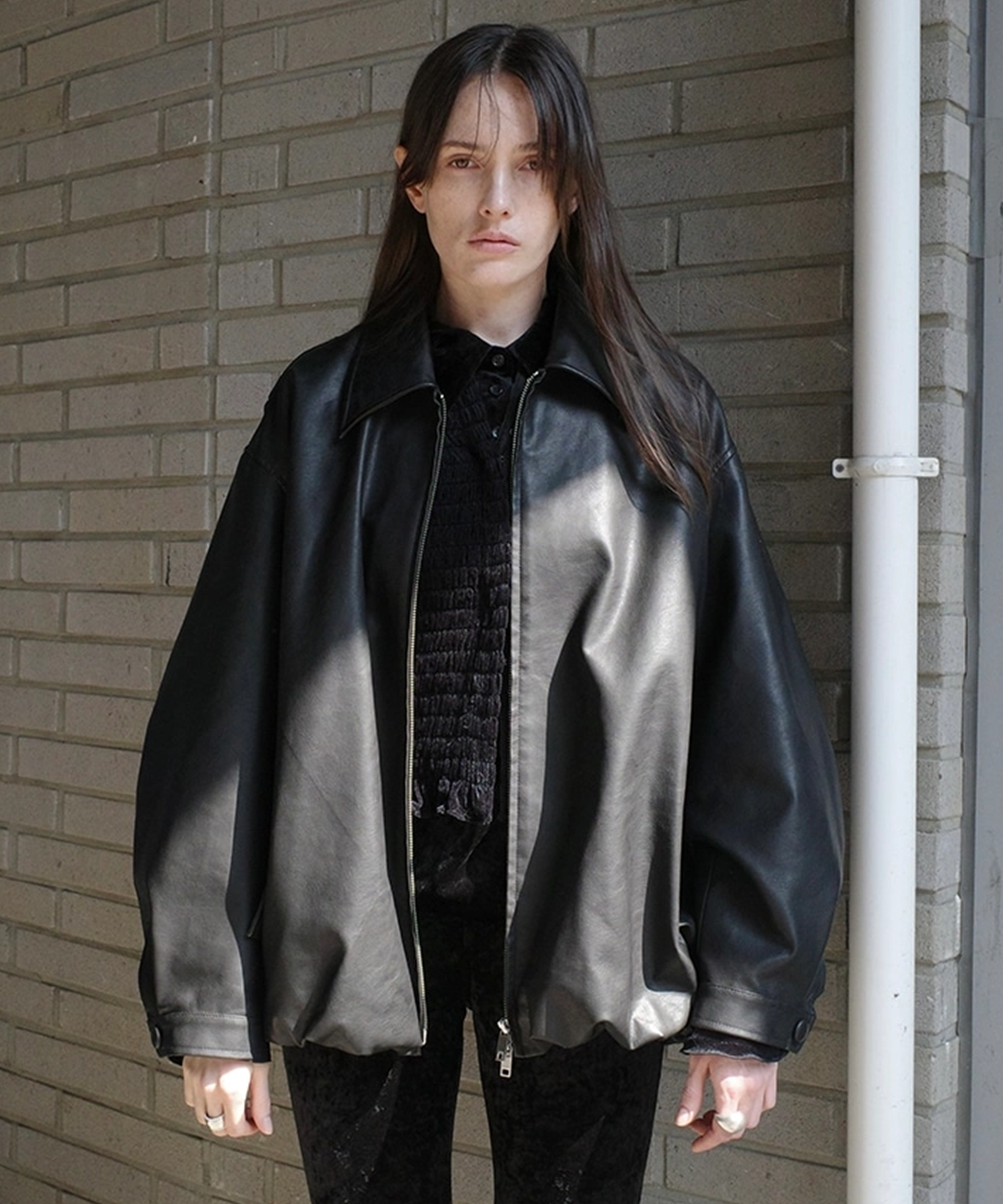 FAKE LEATHER BALLOON JACKET CLANE