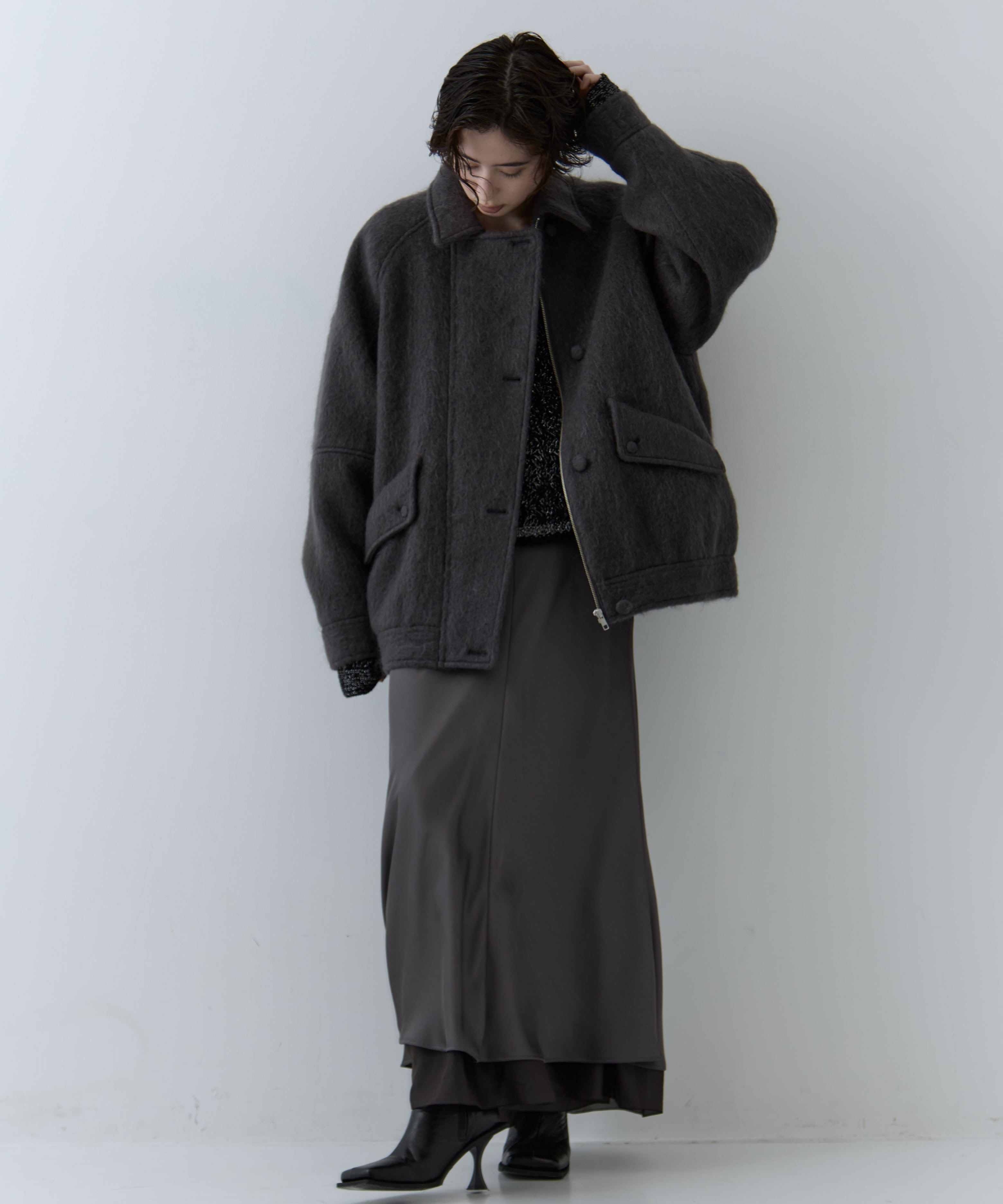 UND MOHAIR SHAGGY FLIGHT JACKET AMERI