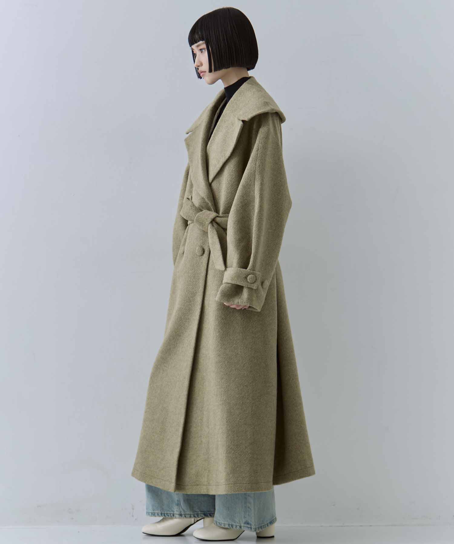 UND BIG ROUND COLLAR WOOL LONG COAT AMERI