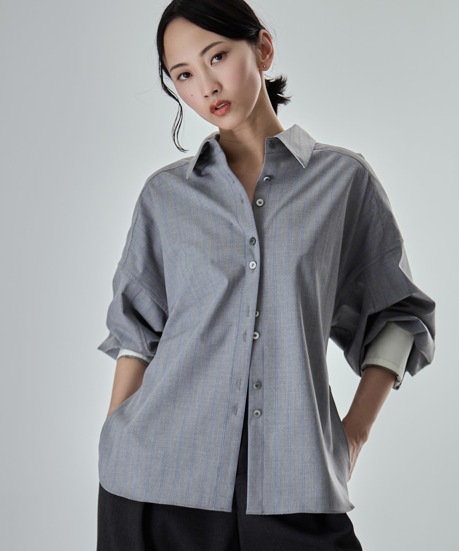 Wide Stripe 2way Shirt STUDIOUS